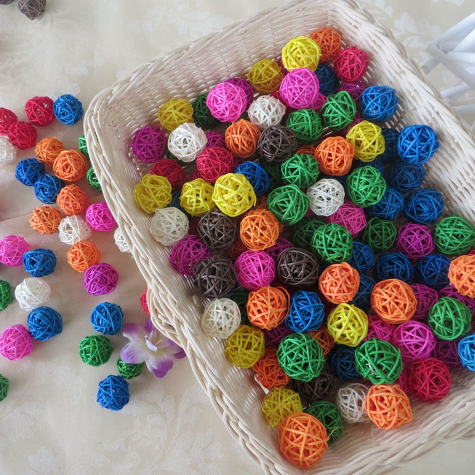 Parrot Chew Toys 30Pcs Rattan Balls for Budgies & Conures - Bird Cage Decor & DIY Crafts