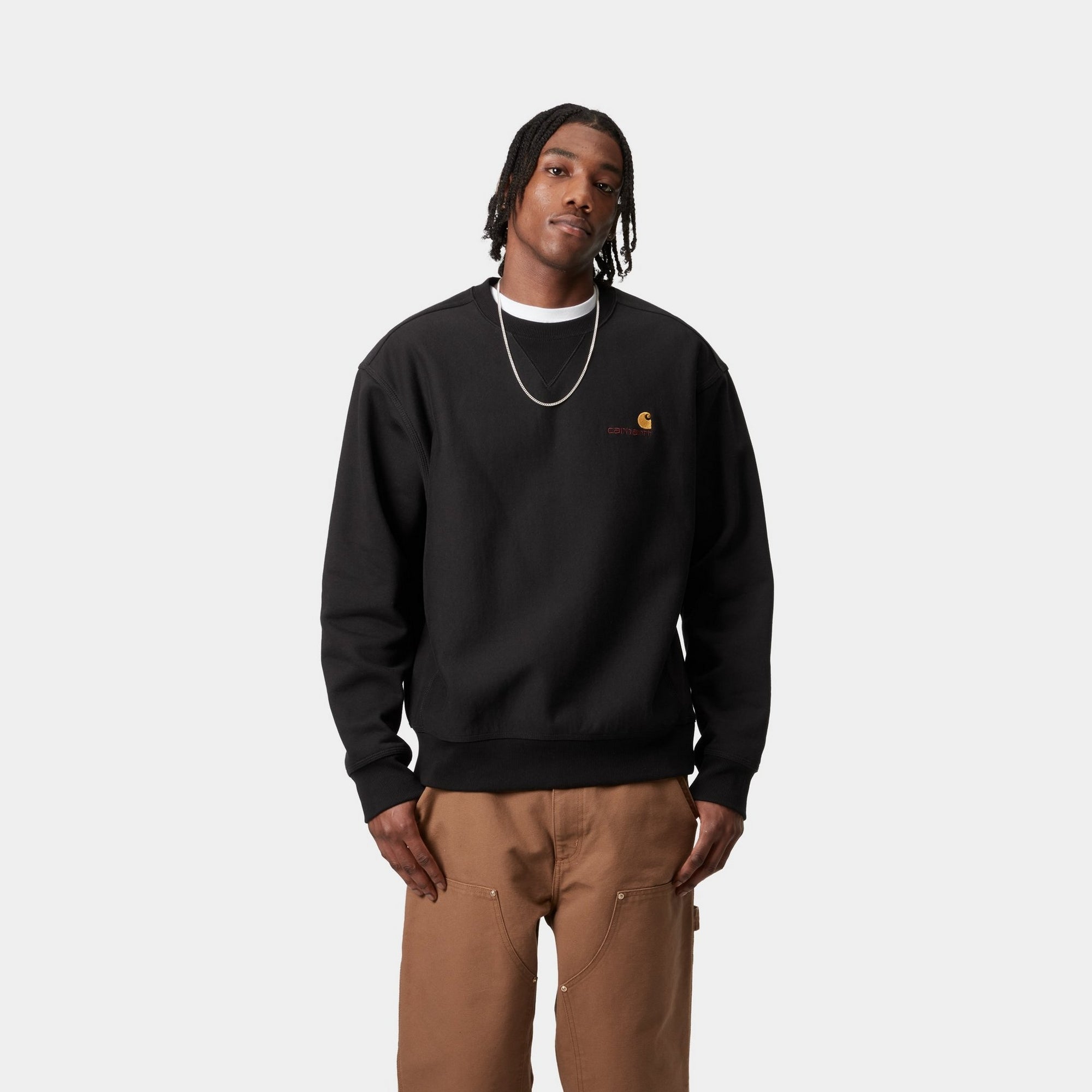American Script Sweatshirt - Black Cotton Pullover Hoodie | Vintage Style Casual Wear for Men & Women | Perfect for Streetwear, Lounge & Everyday Outfits