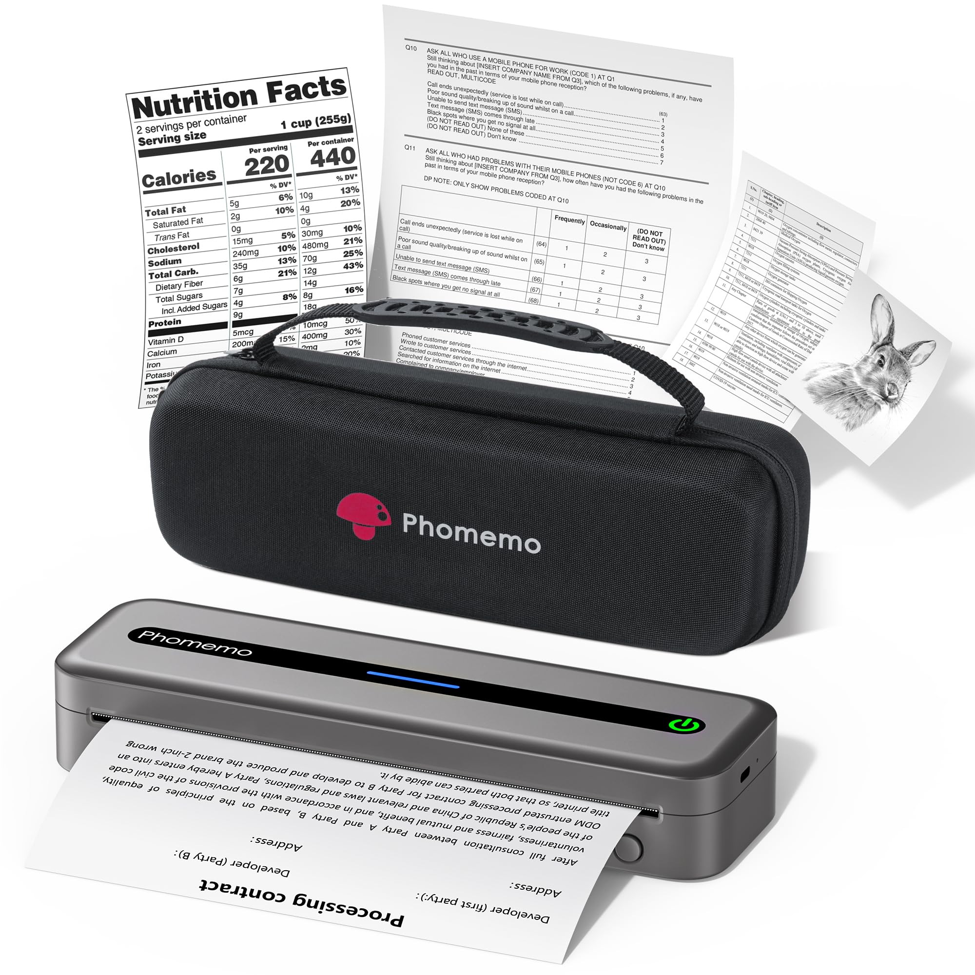 Phomemo M832 Portable Bluetooth Thermal Printer - Inkless Wireless Mini Printer with 4 Rolls Thermal Paper, Compatible with iPhone Android Smartphones & Laptop - Perfect for Travel, Home Office, Label Printing, Receipts & DIY Projects