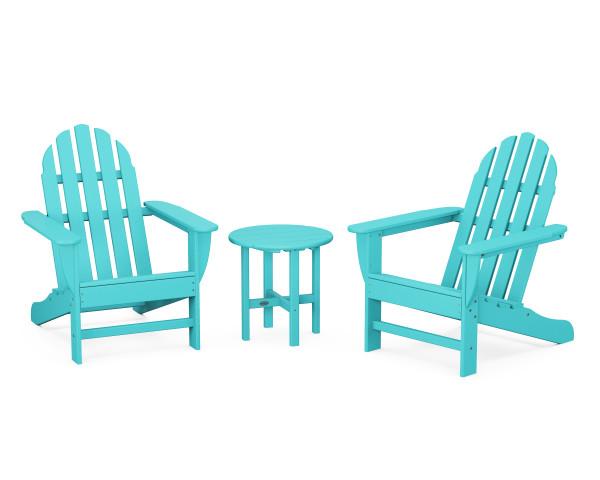 Polywood Classic Adirondack 3-Piece Outdoor Furniture Set - Durable All-Weather Patio Chairs for Garden, Poolside & Backyard Relaxation