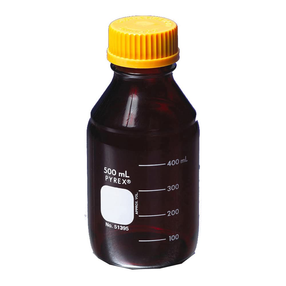 Pyrex Borosilicate Glass Media Storage Bottles with Screw Cap - 10000ml Capacity, Low Actinic Round Design - Ideal for Laboratory, Chemical Storage & Home Brewing