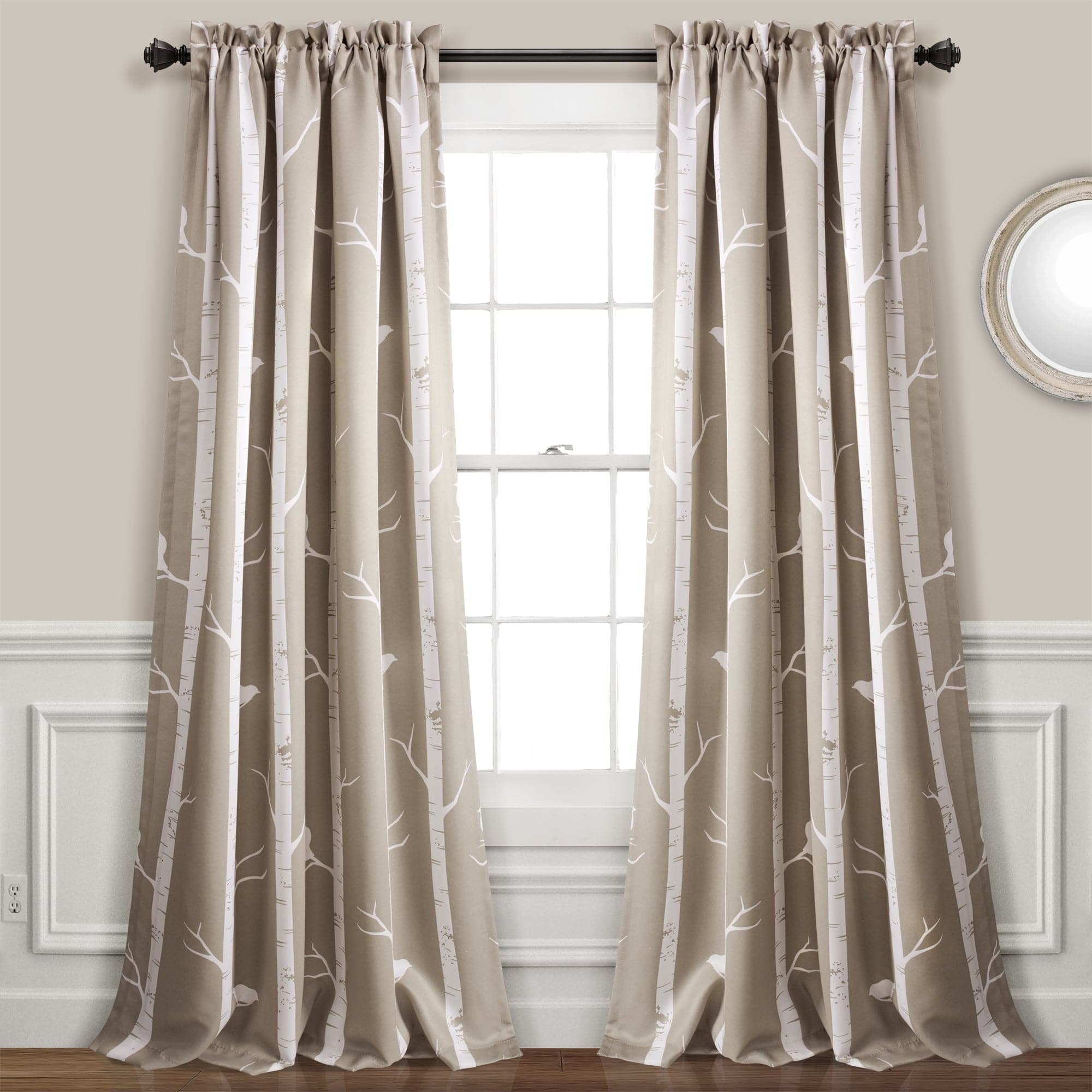 Bird on the Tree Light Filtering Window Curtain Set - Nature Inspired Sheer Drapes for Living Room & Bedroom - Perfect for Soft Sunlight & Privacy