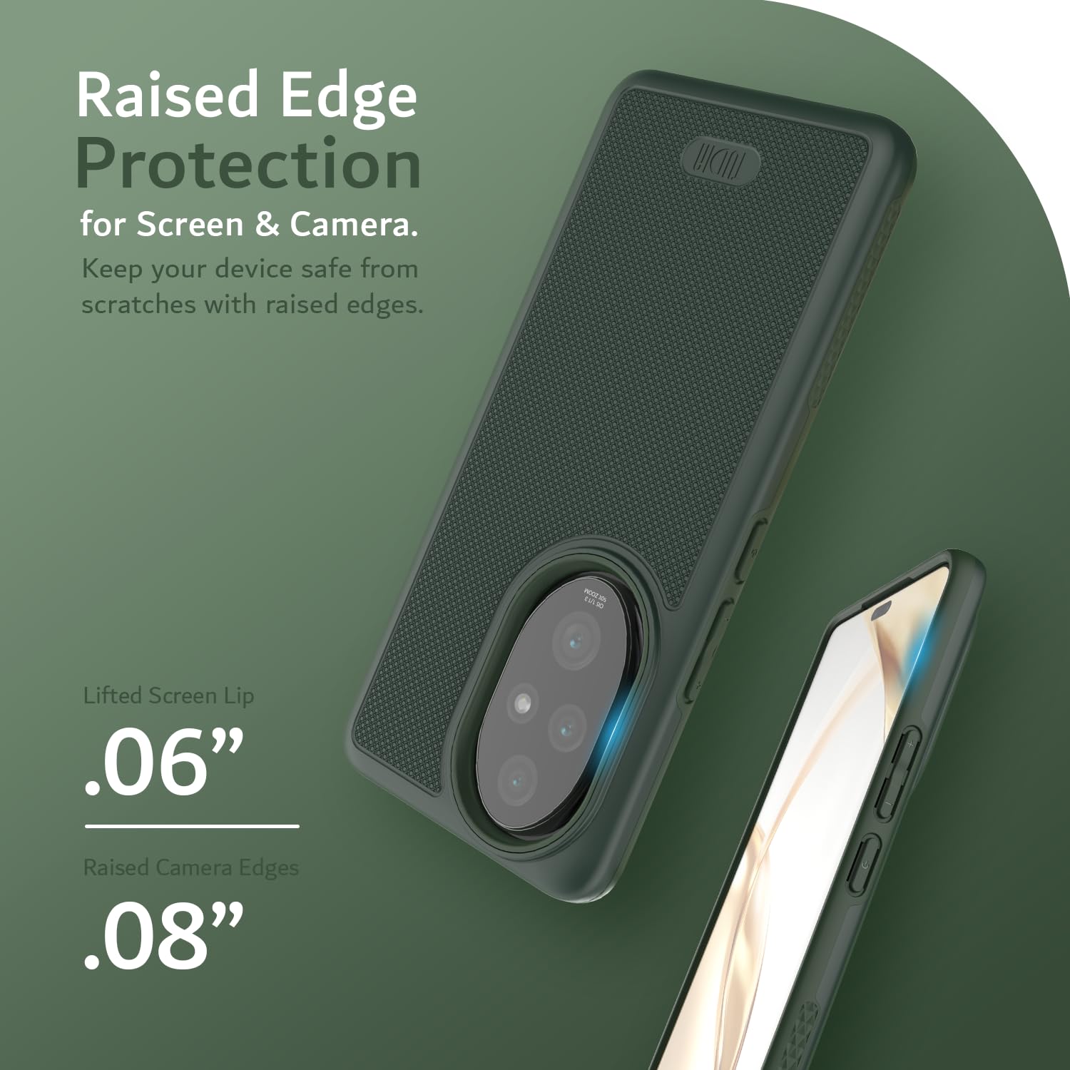 TUDIA DualShock Grip Honor 200 Pro 5G Case | Military Grade Dual Layer Shockproof Slim Heavy Duty Protective Phone Cover (Pine Green) for Outdoor & Daily Use