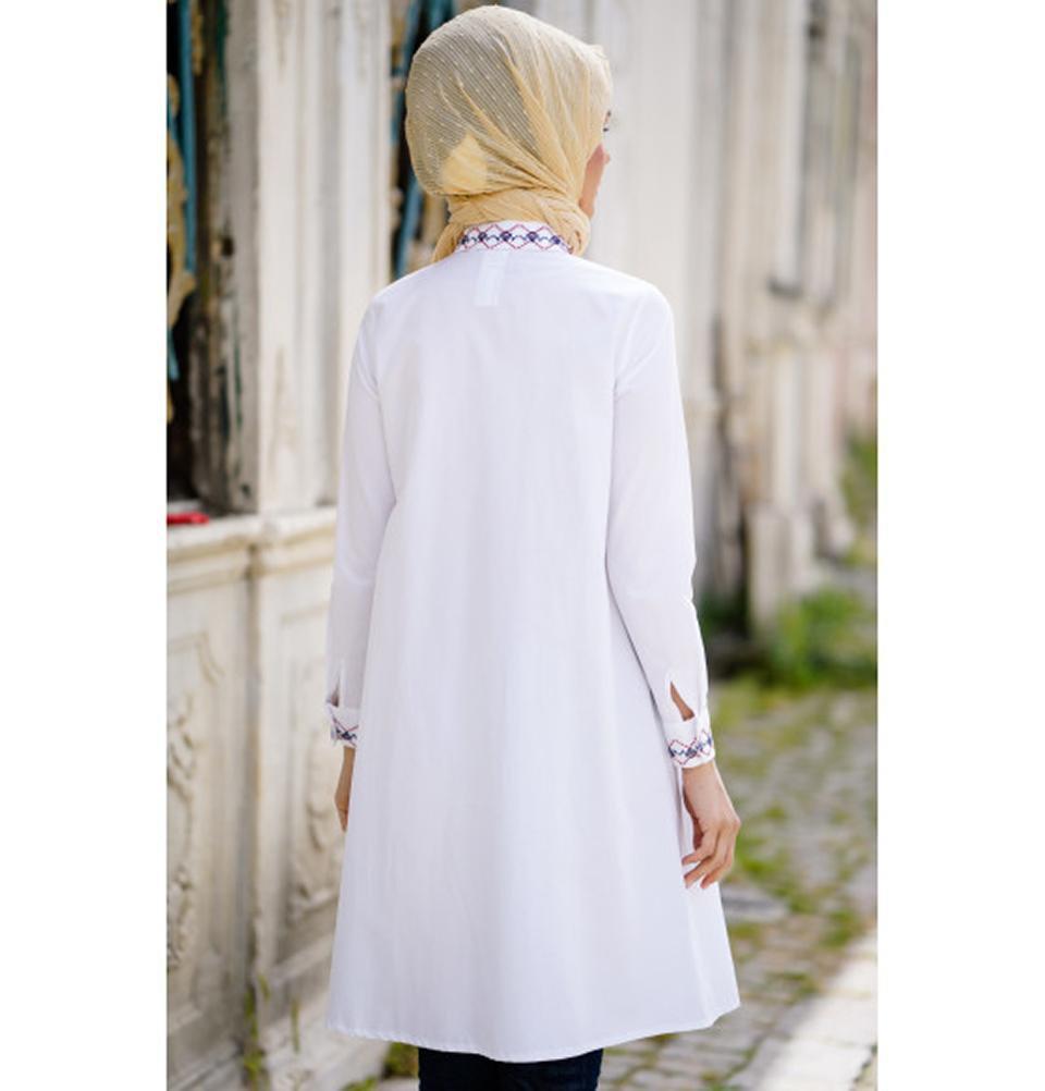 Abaci Modest Tunic 11702 R46 White - Women's Loose Fit Casual Top for Everyday Wear, Work & Church Outfits