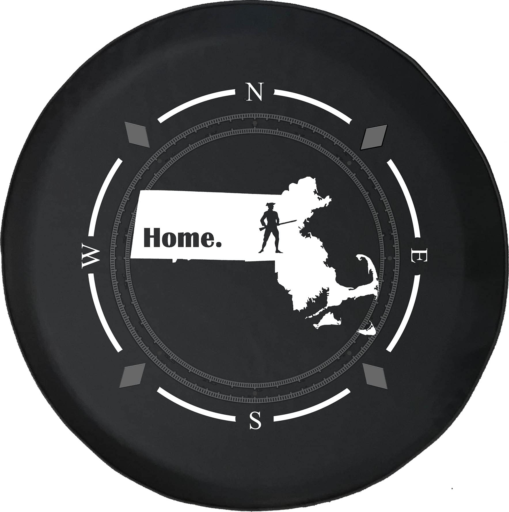 Pike Outdoors Spare Tire Cover with Compass Design - Massachusetts Colonial Patriot Style - Fits SUV, Trailer, RV & Most Vehicles | Weatherproof Wheel Protection for Outdoor Adventures & Road Trips