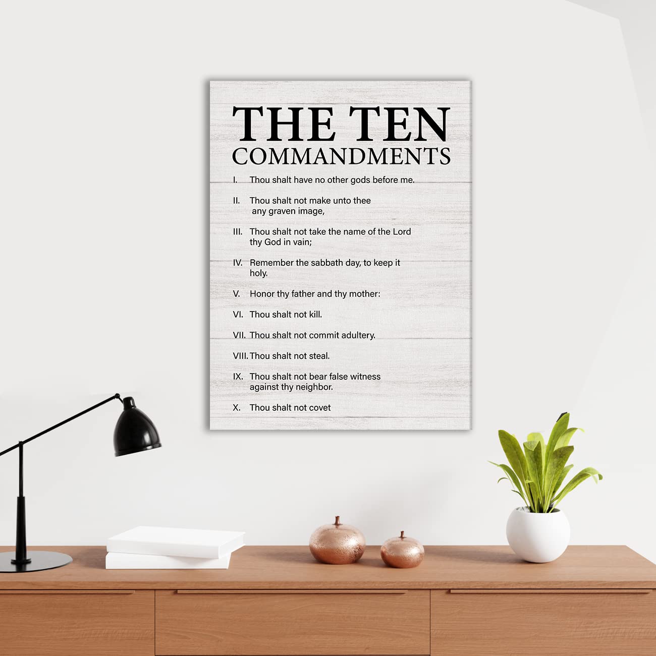10 Commandments Canvas Wall Art - Christian Home & Office Decor - Wooden Framed 11.5x15