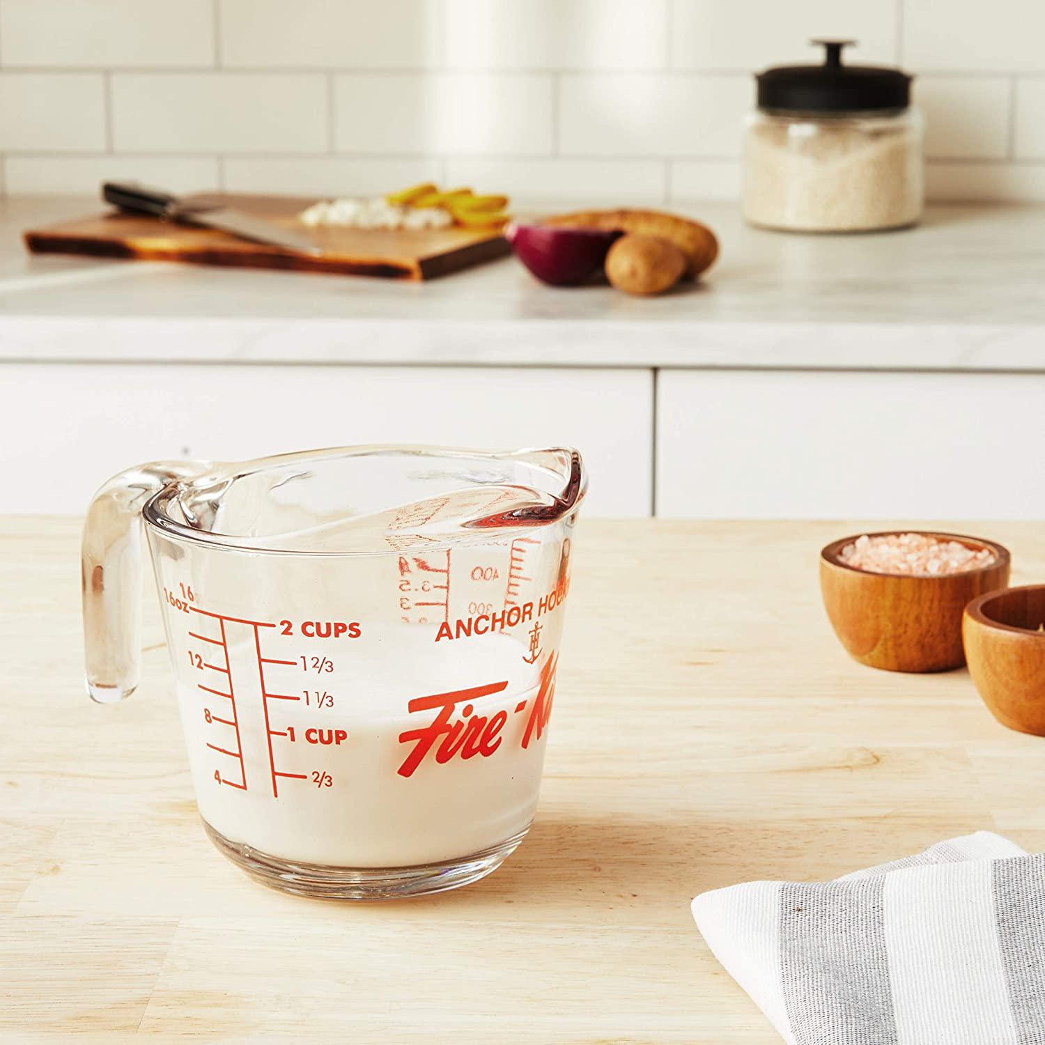 Anchor Hocking Fire King 16 Oz. Glass Measuring Cup - Durable & Heat Resistant for Baking, Cooking & Mixing - Perfect for Kitchen & Laboratory Use
