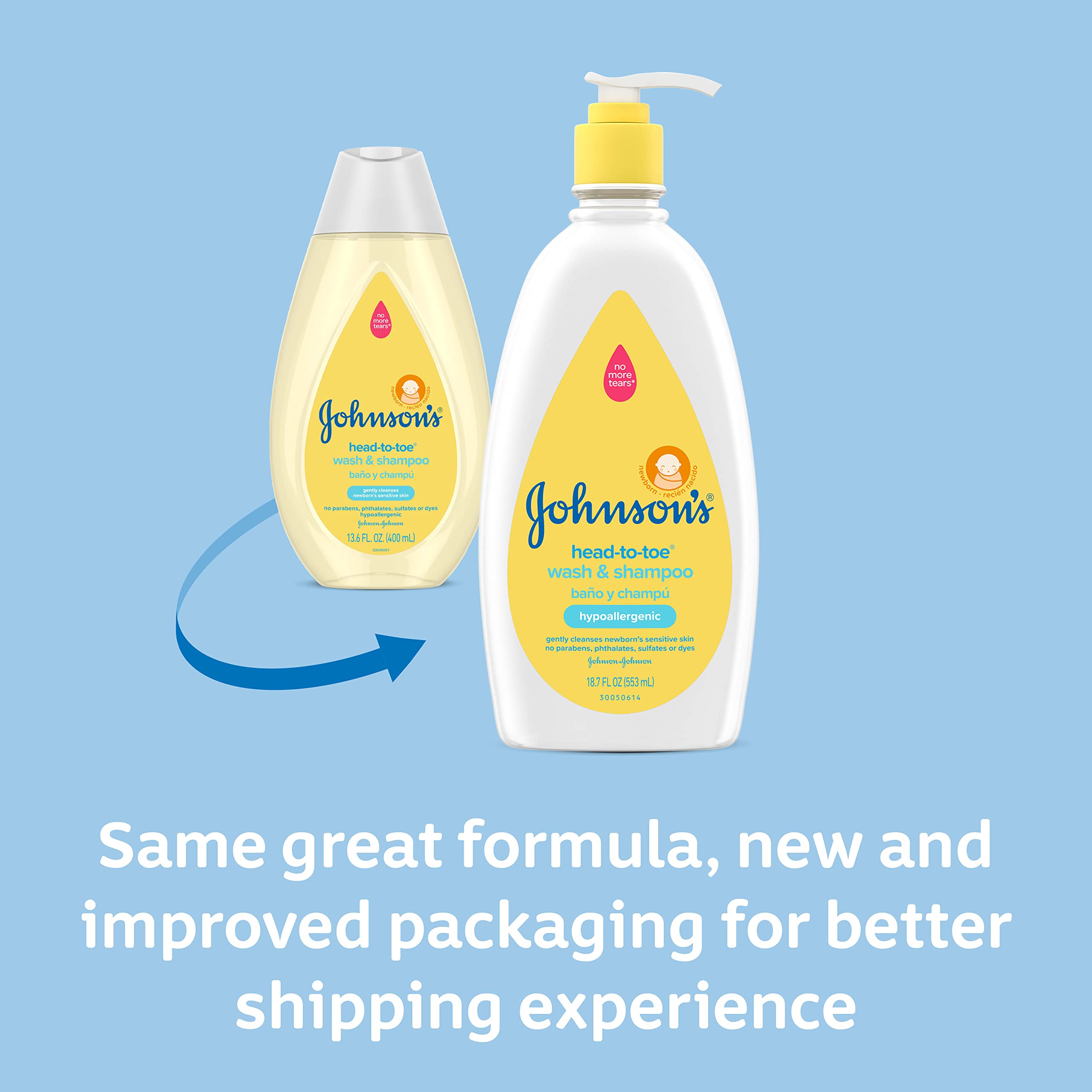 Johnson's Baby Wash & Shampoo - Tear-Free 2 Pack for Sensitive Skin | Bath Time & Daily Hygiene