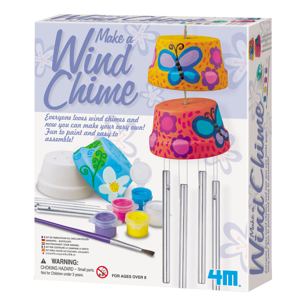 4M Creative Terra Cotta Wind Chime Design Kit - DIY Craft Set for Kids, Fun Outdoor Garden Decor & Educational STEM Activity for Children - Perfect for Backyard, Patio, and Birthday Party Projects