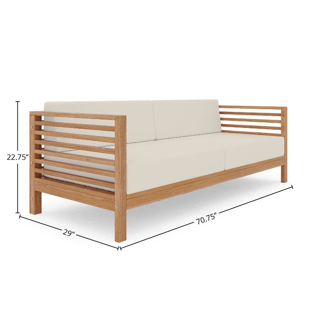 Sylvie 3-Person Teak Outdoor Sofa Set with Weather-Resistant Sunbrella Cushions - Perfect for Patio, Garden, Poolside & Backyard Relaxation