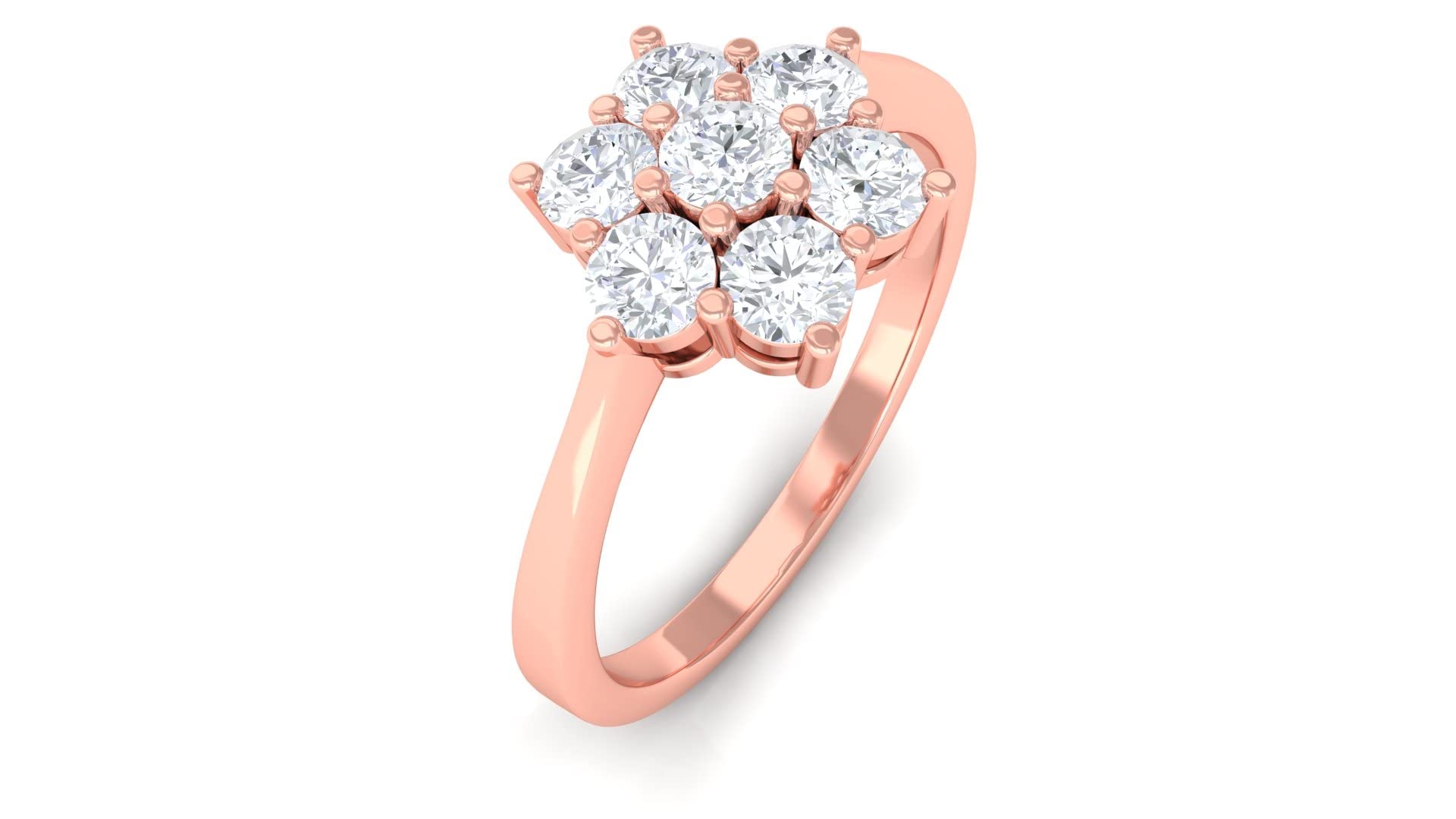 3/4 CT Round Moissanite Cluster Flower Ring for Women - 14K Solid Gold Wedding Engagement Promise Ring - Perfect for Anniversaries, Proposals & Special Occasions