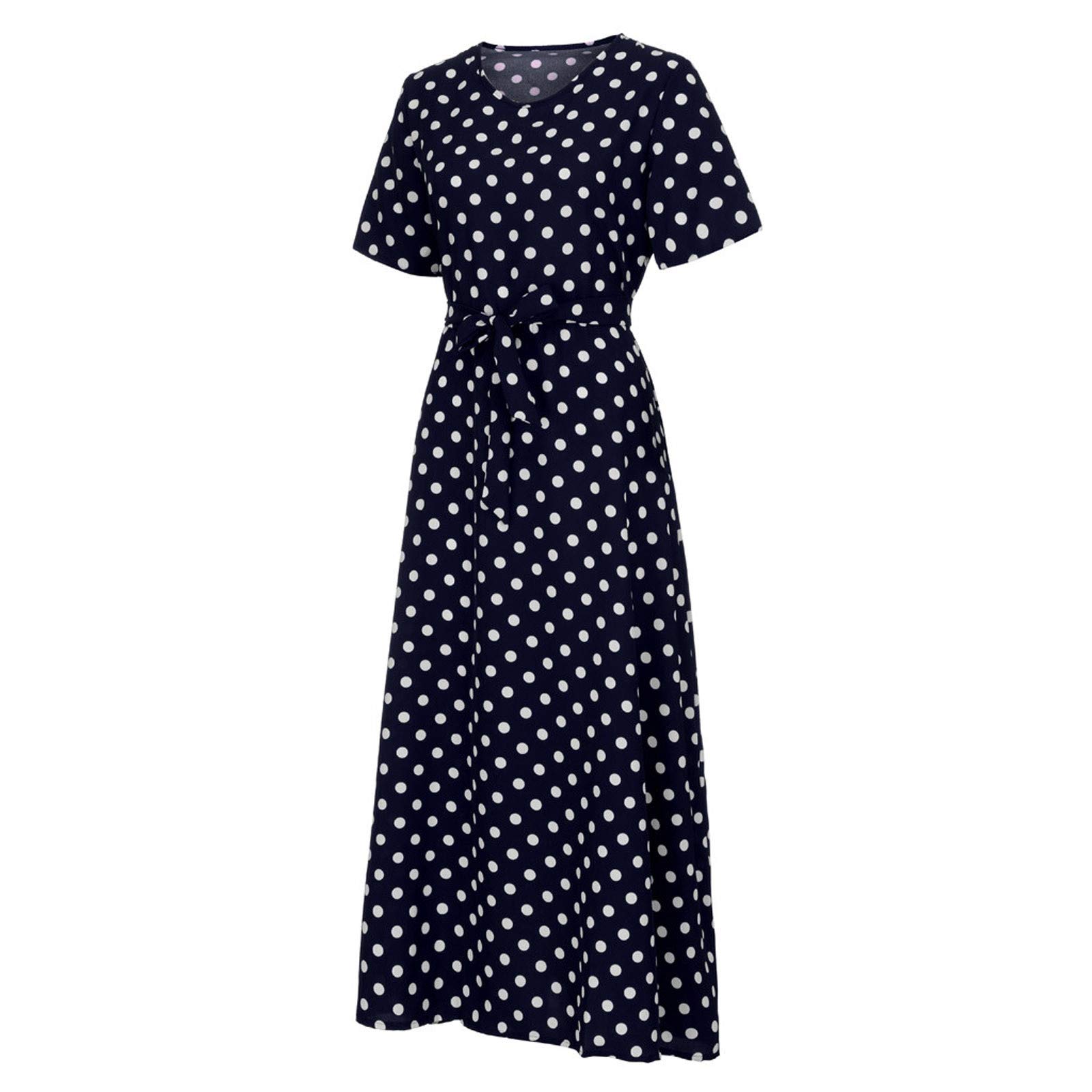Women's Mini Swing Skater Dress - Polka Dot Long Sleeve O-Neck Sun Dress for Summer Casual Wear | Perfect for Parties, Dates & Beach Outings
