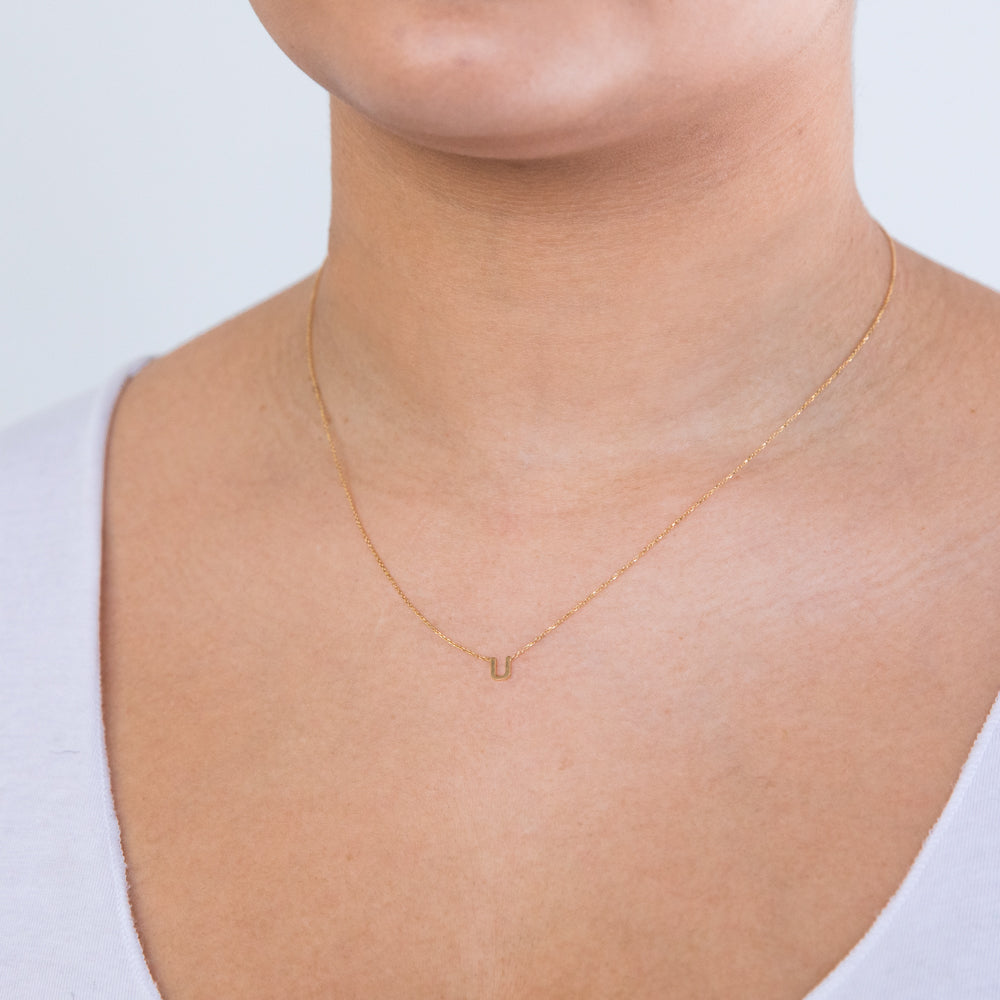 9ct Yellow Gold Initial U Pendant Necklace with 43cm Chain - Elegant Personalized Jewelry for Women, Perfect for Gifts, Anniversaries & Everyday Wear