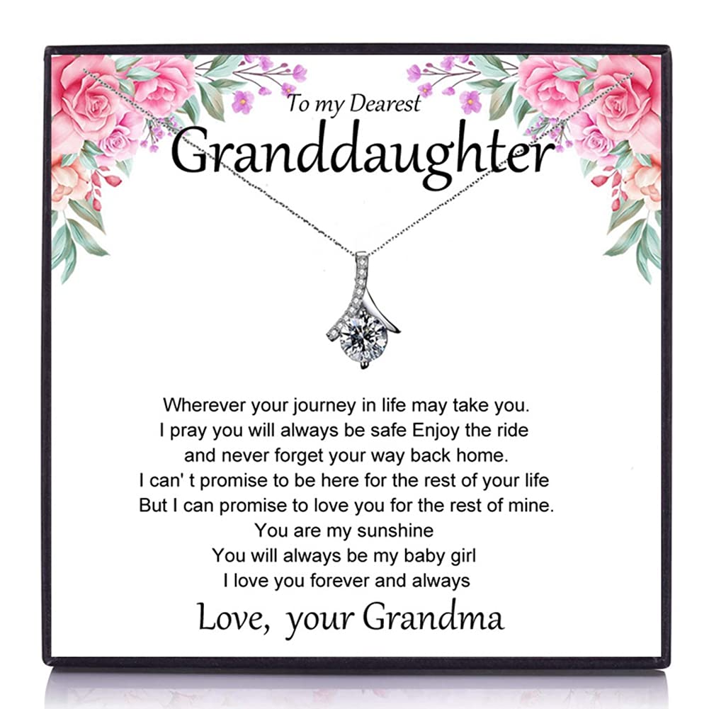 Granddaughter Heart Necklace - Elegant Jewelry Gift from Grandma & Grandpa | Perfect for Birthday, Graduation & Special Occasions | Women & Girls Fashion Pendant