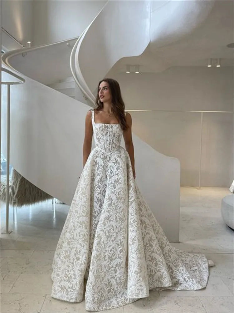 Elegant Custom Made Luxury Lace Wedding Dress - Princess Corset Gown for Brides | 2025 Bridal Collection | Perfect for Church Ceremonies, Beach Weddings & Formal Receptions