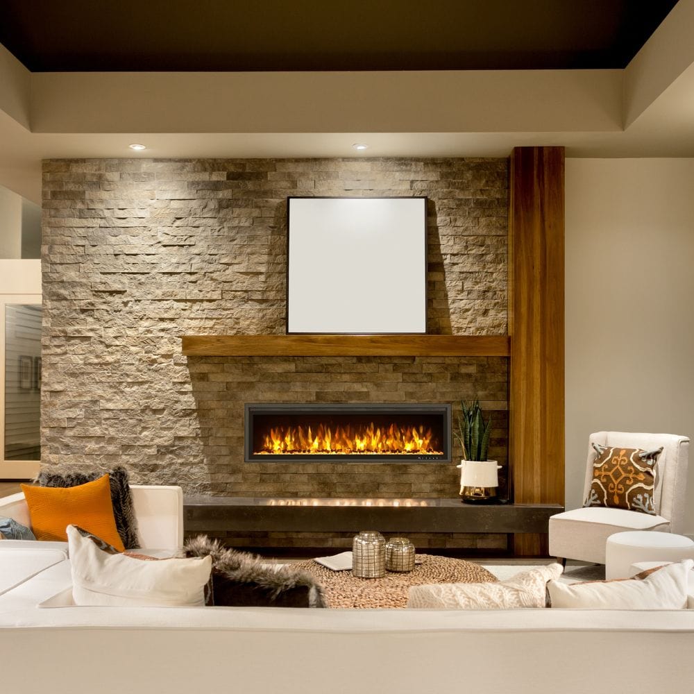 Huntington Electric Fireplace - Sparkling Series Built-In/Wall Mounted with Realistic Flame Effect - Perfect for Living Room, Bedroom & Office Heating & Decor