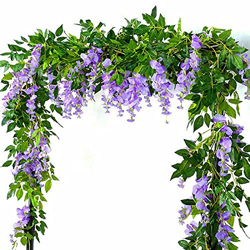 2M Artificial Wisteria Vine Garland - Realistic Fake Hanging Plants with Leaves for Indoor/Outdoor Home Decor | Perfect for Wedding Backdrops, Garden Parties & Wall Decoration