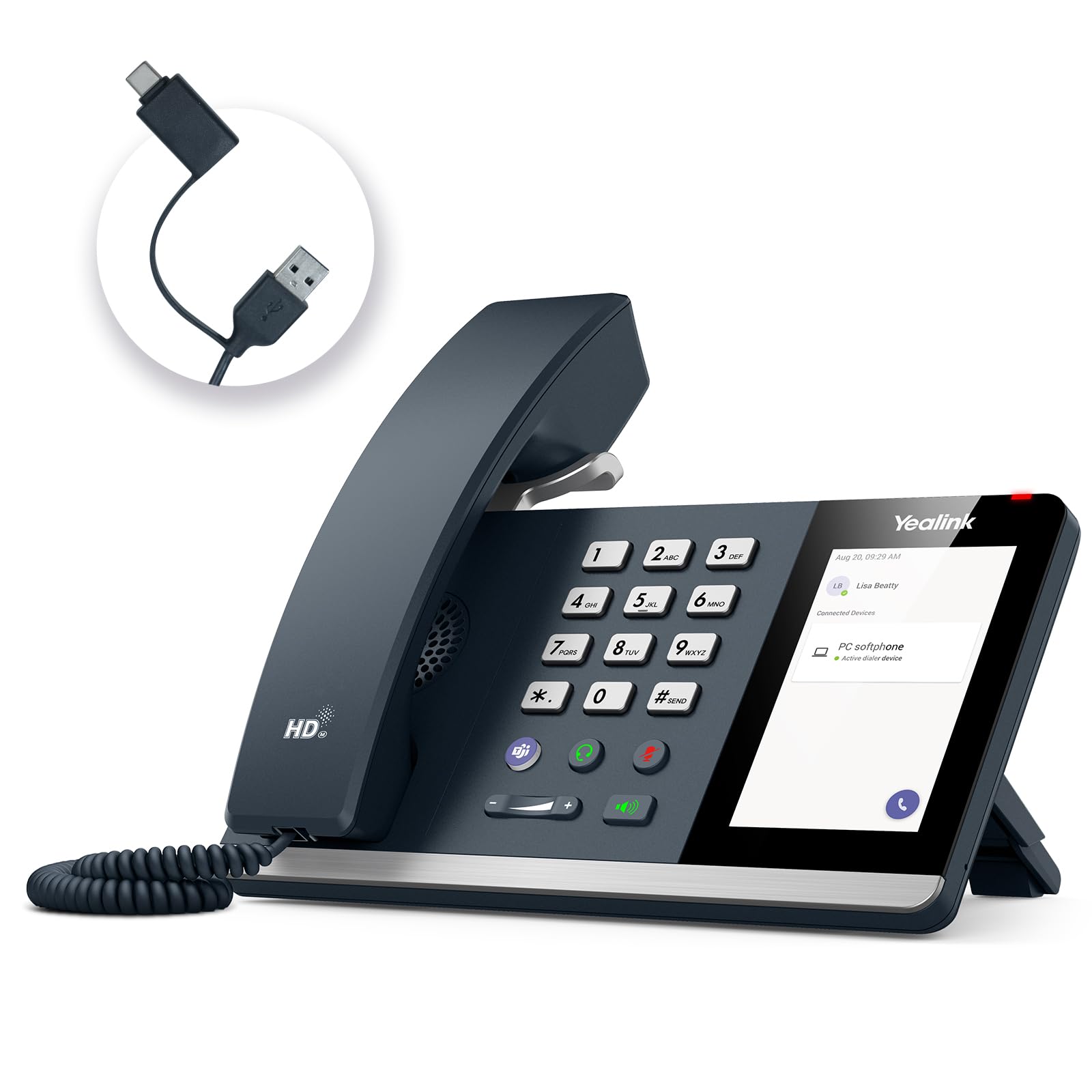 Yealink MP45 USB Teams Phone - Microsoft Teams & Skype for Business Certified Desk Phone | USB-A/C Powered Computer Phone | Business Communication Solution for Office, Home Office & Remote Work