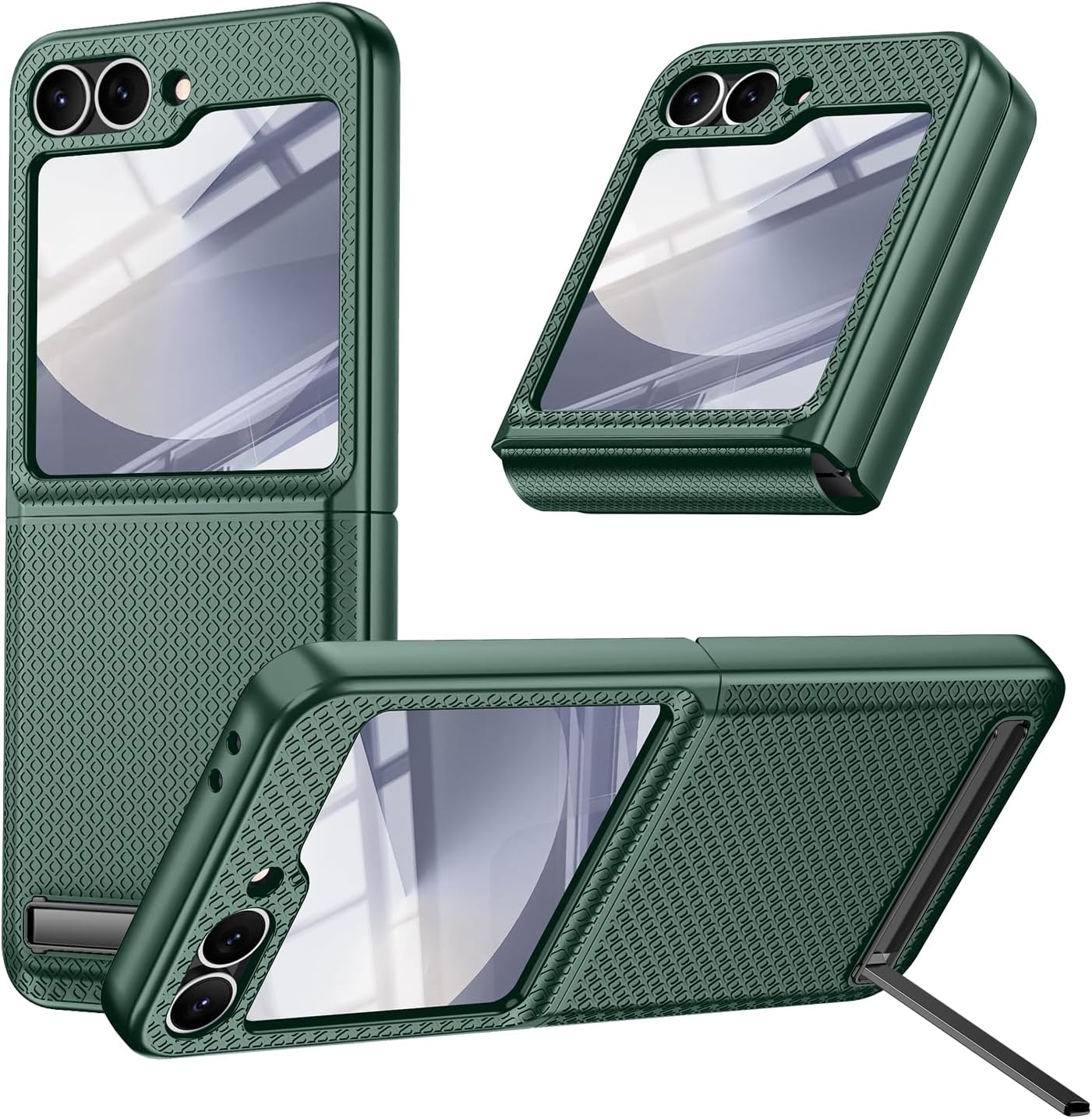 Samsung Galaxy Z Flip 6 Case with Built-in Kickstand & Front Screen Protector - Protective Cover for Everyday Use, Travel & Hands-Free Viewing