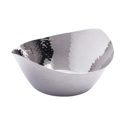 Arcata 922343 Hammered Oval Bowl Set of 6 - 8 x 7.25 Inches - Perfect for Serving Salads, Pasta & Party Appetizers