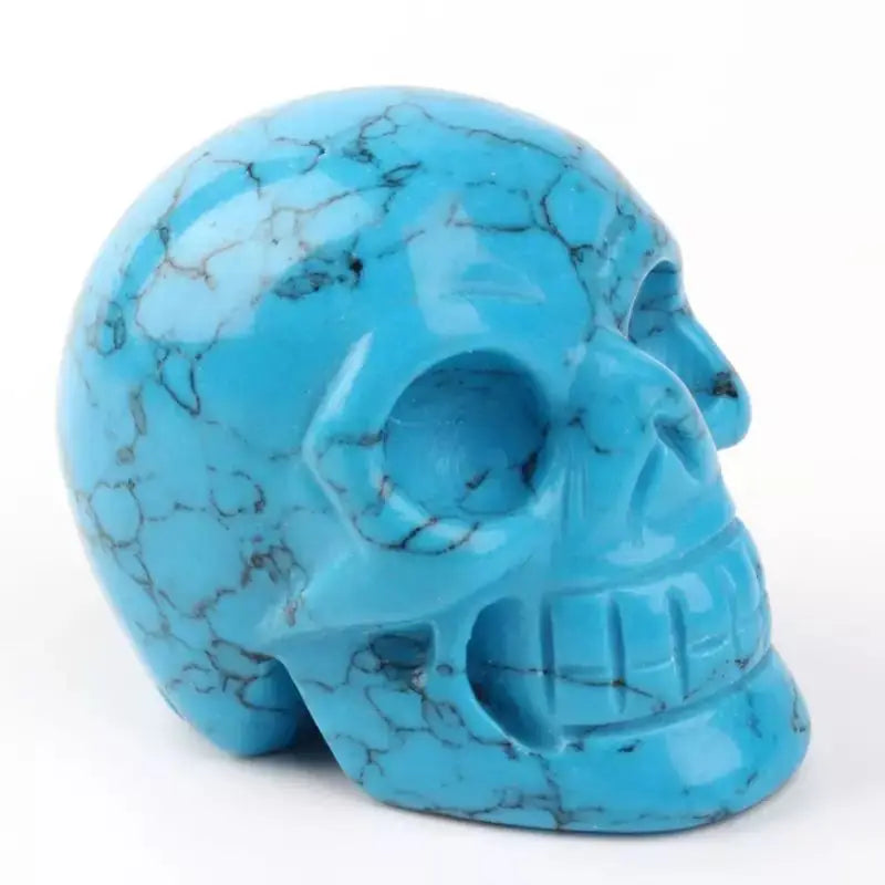 Natural Blue Turquoise Quartz Crystal Skull Head - 2 Inch Healing Stone for Home Decor, Meditation, and Spiritual Gifts | MOKAGY