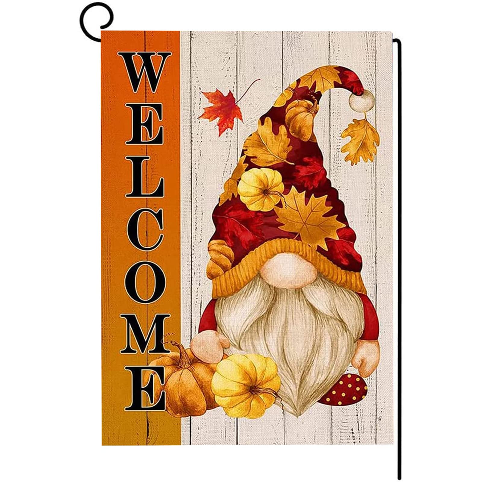 Halloween Garden Flag Decorations - Fall Outdoor Welcome Sign with Pumpkins & Gnomes for Front Porch, Yard, and Home Decor - Perfect for Autumn, Thanksgiving, and Seasonal Celebrations