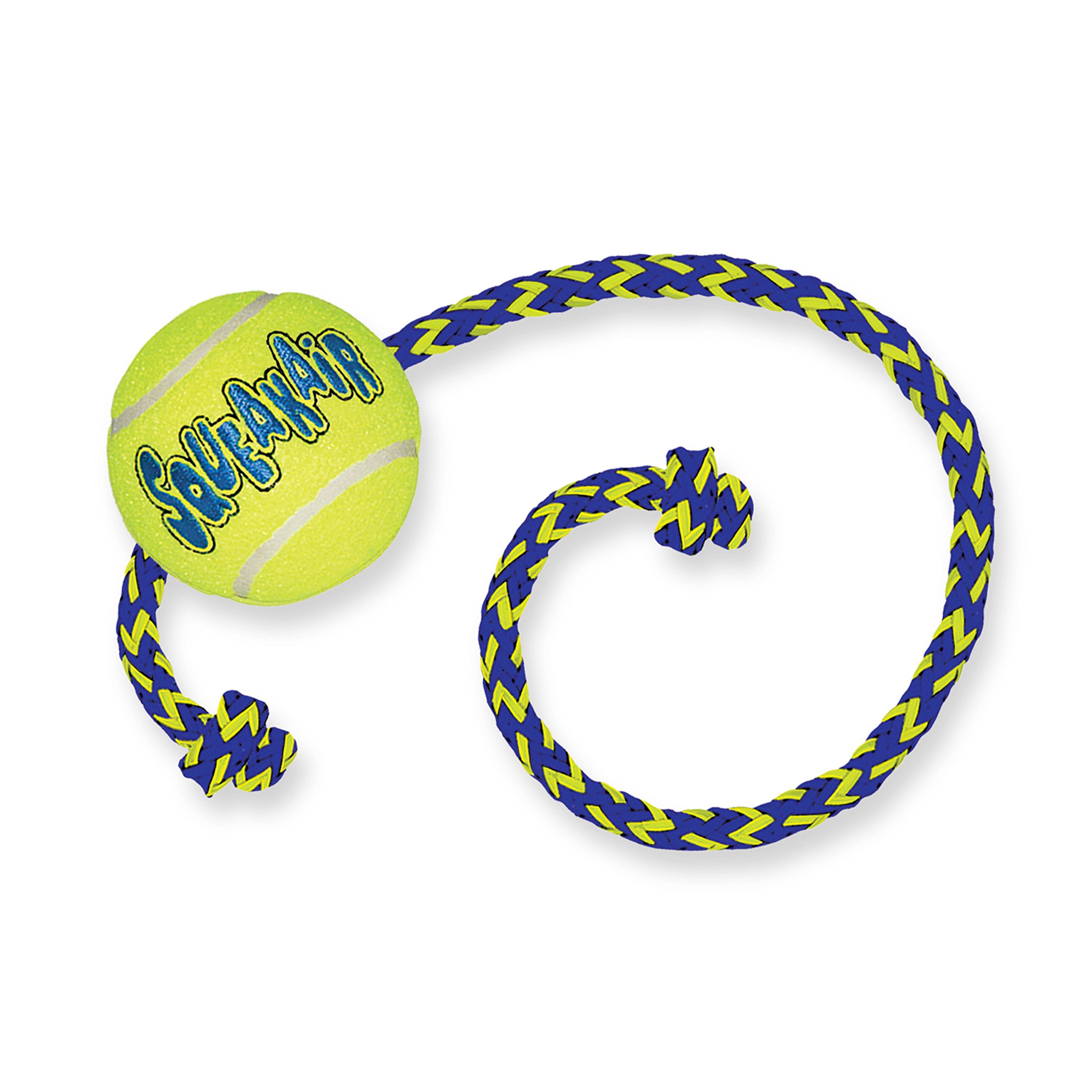 Kong AirDog Squeakair Ball with Rope - Durable Interactive Dog Toy for Medium Dogs - Perfect for Fetch, Chewing & Outdoor Play
