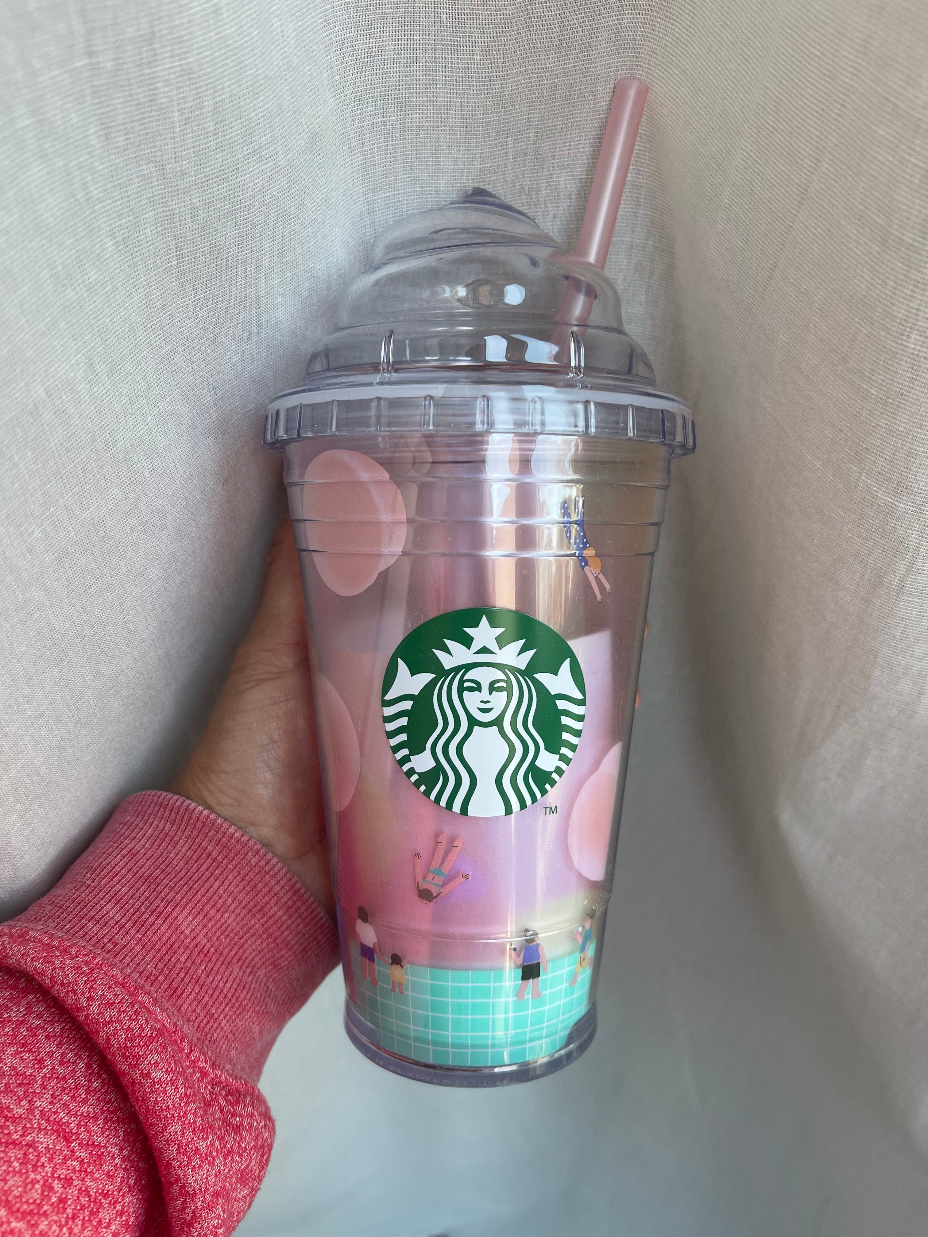 Starbucks Japan Summer Peach Tumbler Mug - 20oz Insulated Travel Cup with Straw, Leak-Proof Lid - Perfect for Iced Coffee, Tea & Cold Drinks at Home, Office or On-The-Go
