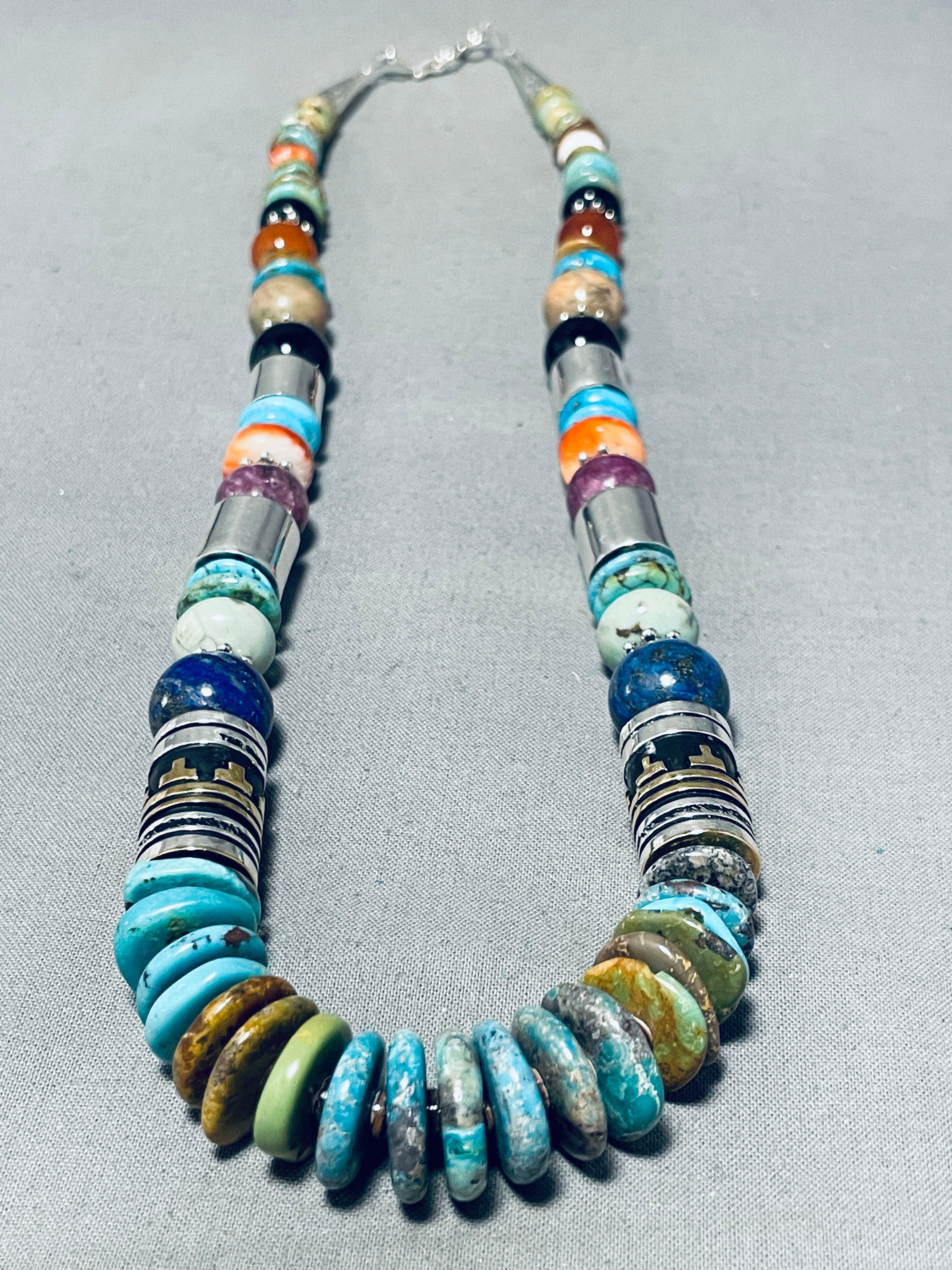 100 Gram Navajo Turquoise Lapis Sugulite Sterling Silver Necklace - Handmade Native American Jewelry for Women, Spiritual Healing & Boho Fashion Accessories