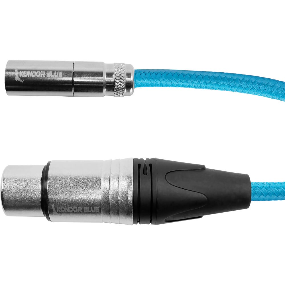 Kondor Blue Mini XLR Male to XLR Female Audio Cable - 16 inch - Compatible with Canon C70 & BMPCC 6K/4K Cameras - Professional Studio & Field Recording (Blue)