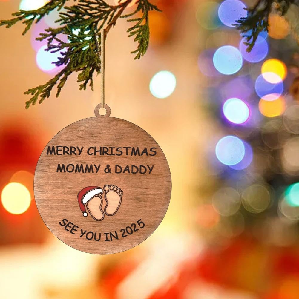 Baby's First Christmas Ornament 2025 - Personalized Pregnancy Announcement Keepsake for New Parents | Christmas Tree Decoration for Baby Shower, Gender Reveal & Holiday Celebrations