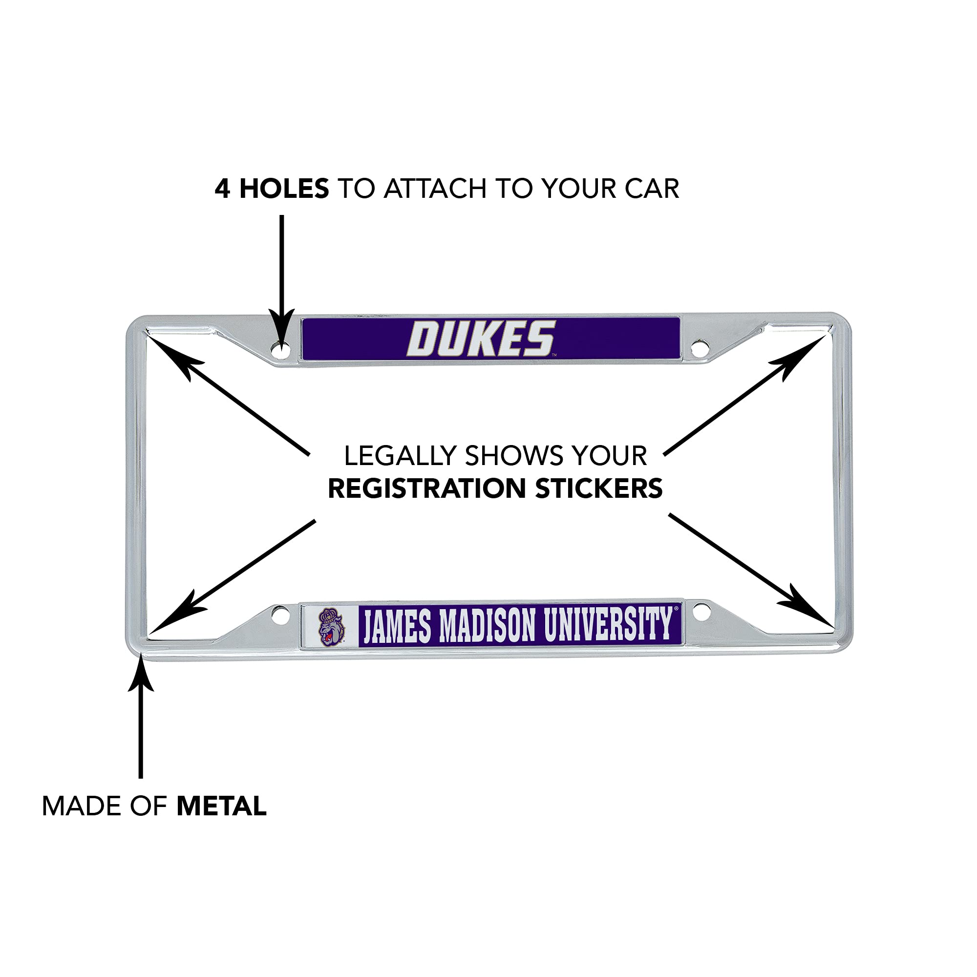 Desert Cactus JMU Dukes Metal License Plate Frame - Car Accessories for Front or Rear Bumper - James Madison University Alumni Gift - Perfect for Tailgating & School Spirit