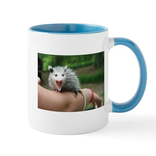 White/Blue Inside - Possum On An Arm Mugs