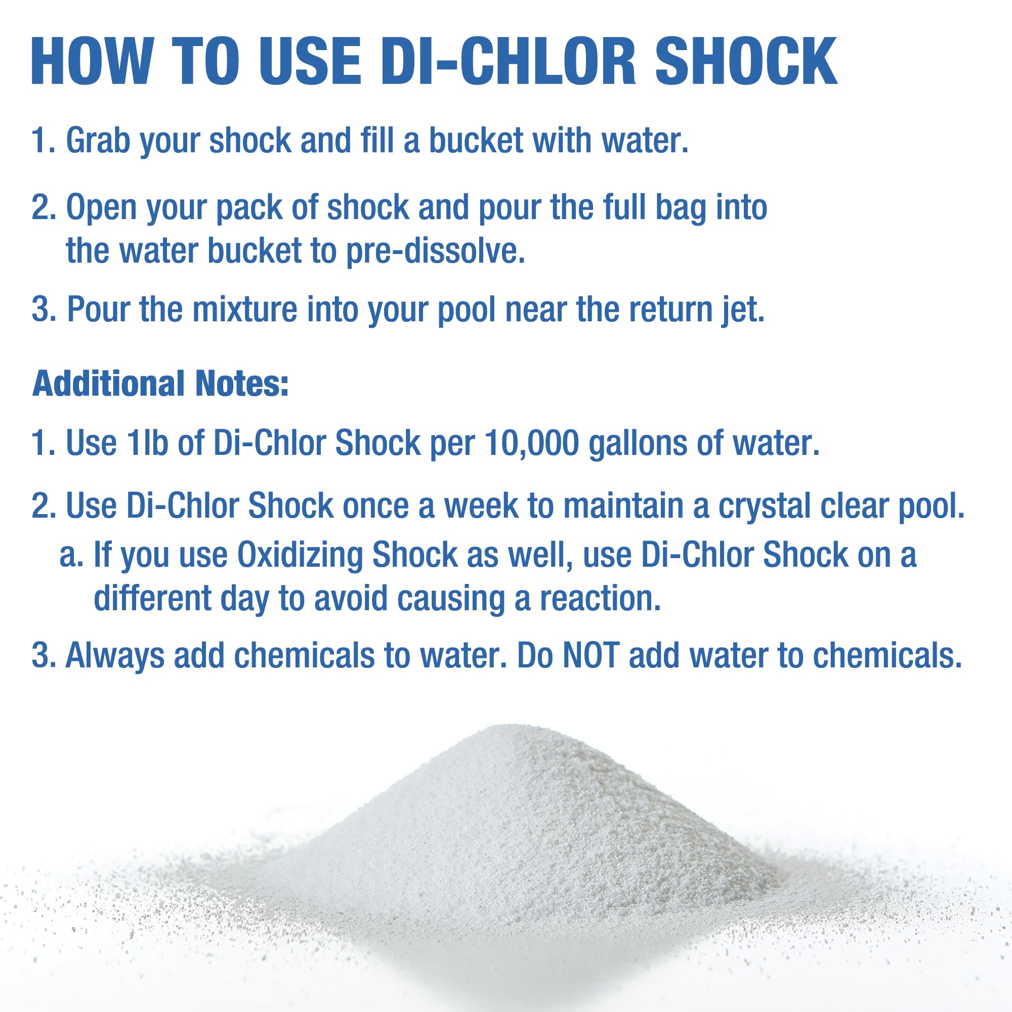 Doheny's Di-Chlor Shock Pool Chlorine - 12 Pack of 1 lb. Bags for Swimming Pool Maintenance & Water Treatment