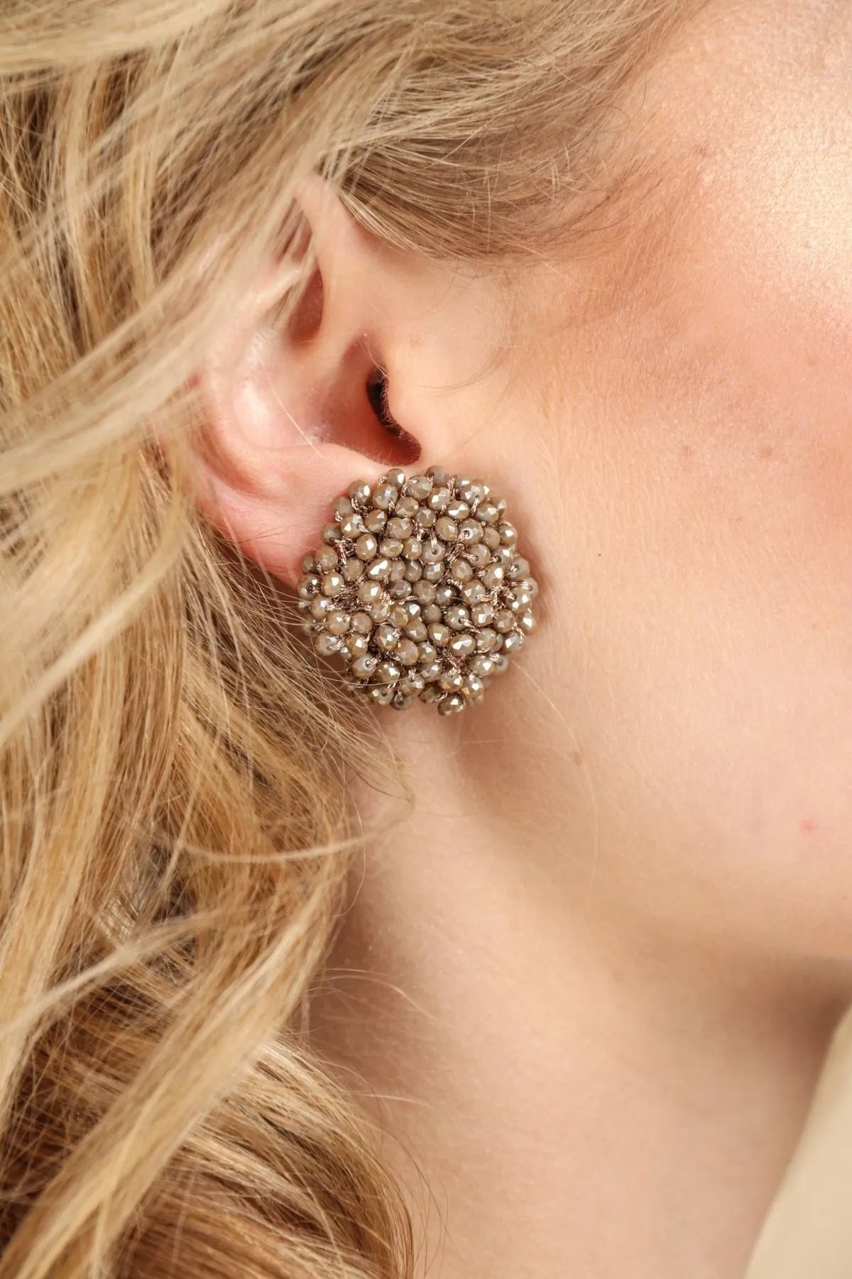 Samooh Beaded Clip-On Stud Earrings for Women – Non-Piercing Fashion Jewelry – Perfect for Parties, Weddings & Everyday Wear