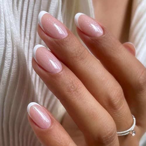 Nude Pink Glitter French