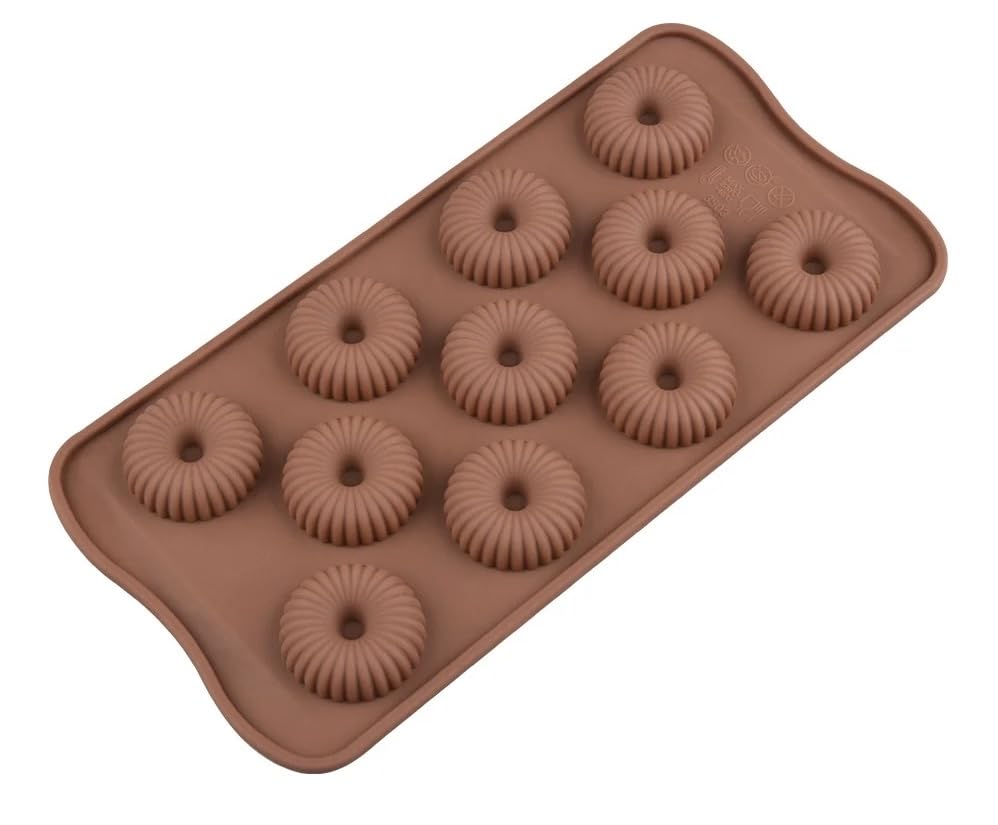 Premium 3D Chocolate Mold Set - 11-Cavity Round Silicone Mold for Mini Spiral Chocolates (Brown/Pink/Green) | BPA-Free, 2.5kg Capacity | Perfect for DIY Candy Making, Baking Decorations & Party Favors