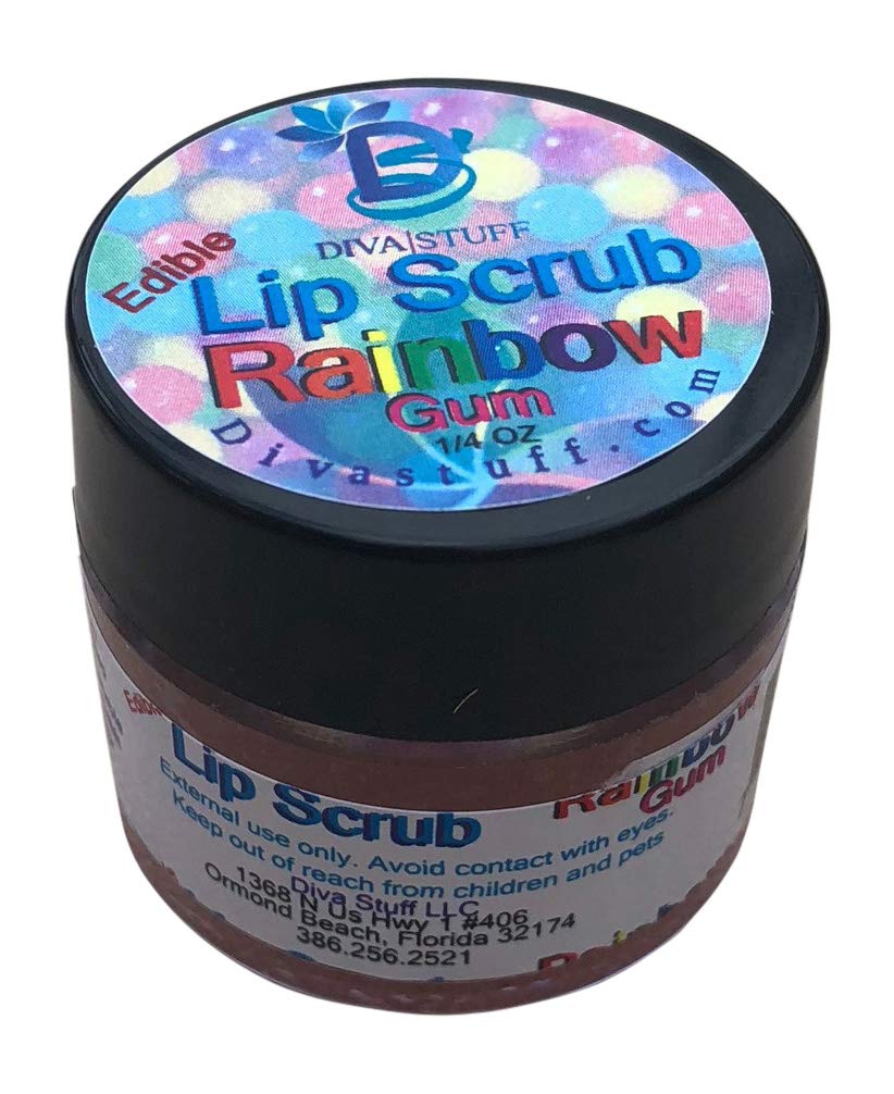Diva Stuff Ultra Hydrating Lip Scrub - Gentle Exfoliator & Moisturizer for Soft Lips - Rainbow Gum Flavor - ¼ oz - Made in USA | Perfect for Dry Lips, Pre-Lipstick Prep & Nighttime Lip Care Routine