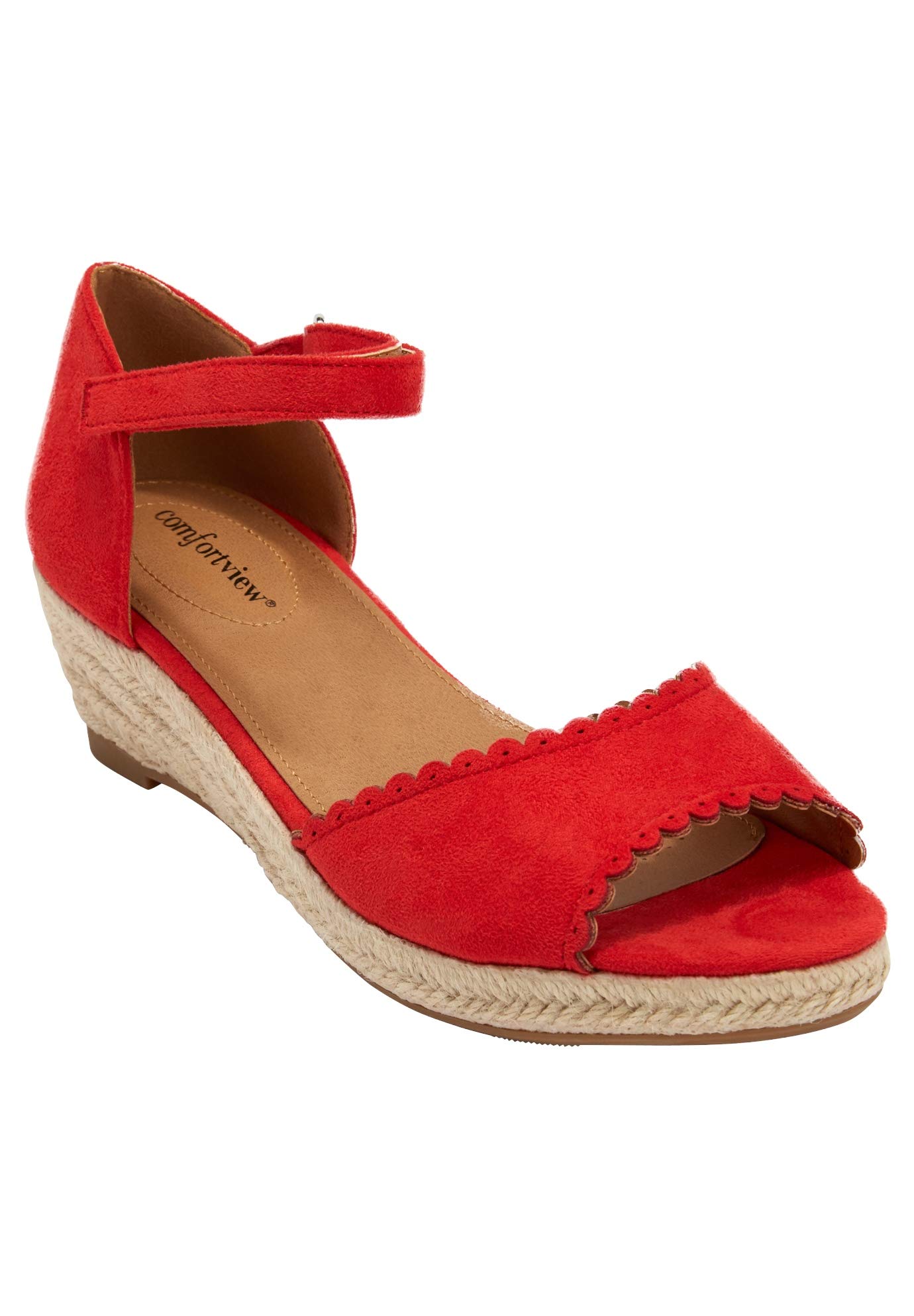 Comfortview Women's Wide Width The Charlie Espadrille Flats - Breathable Slip-On Summer Shoes for Walking, Travel & Casual Outfits