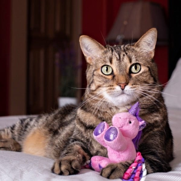 Multipet Unicorn Cat Toy - Colorful Interactive Plush Toy for Kittens & Adult Cats - Perfect for Playtime, Training & Cuddling - Great Gift for Cat Lovers