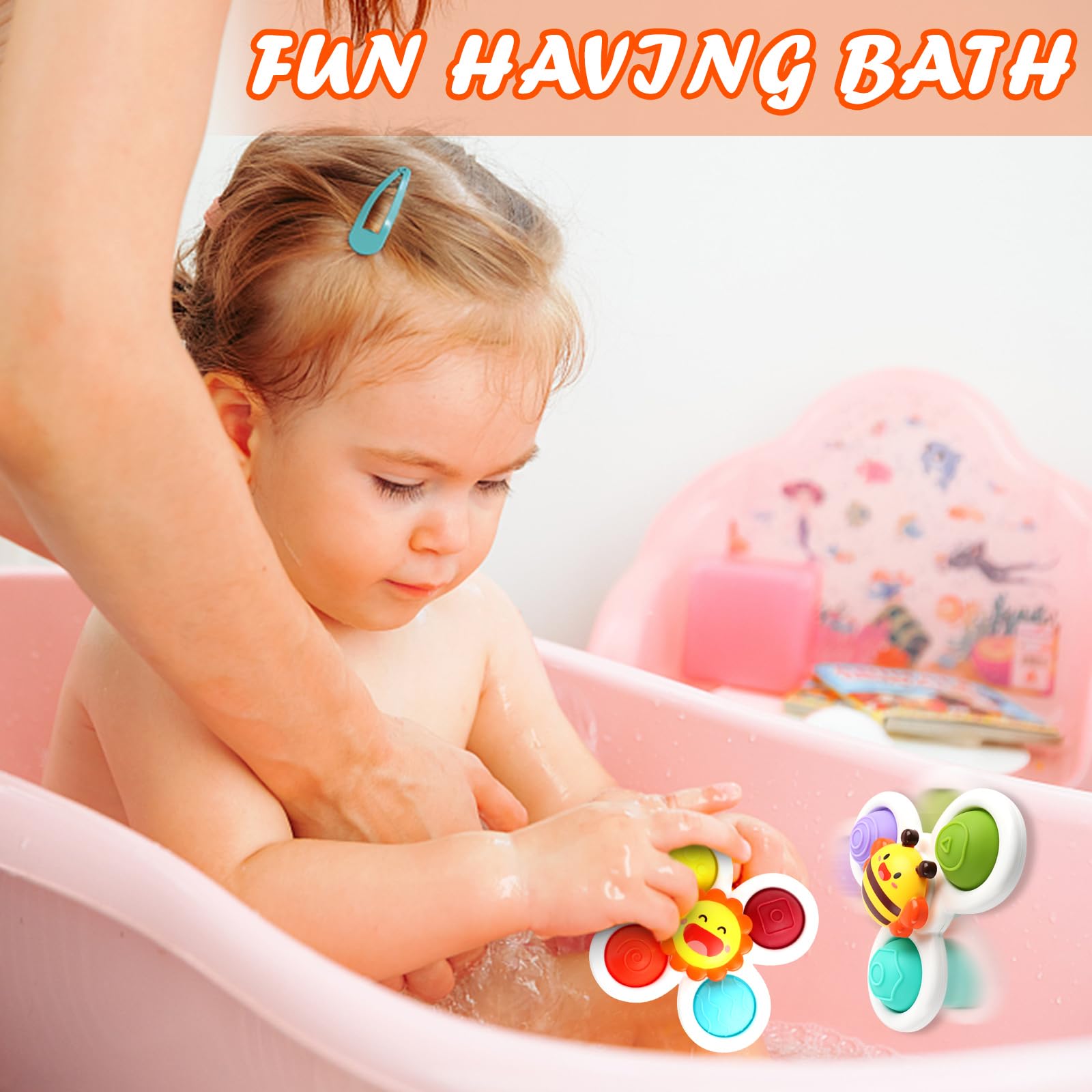 **3-Piece Baby Bath Toys Set - Fun Rotating & Suction Learning Toys for Toddlers, Boys & Girls - Perfect Christmas & Birthday Gifts for Kids (Bathtub, Pool & Playtime Fun)**