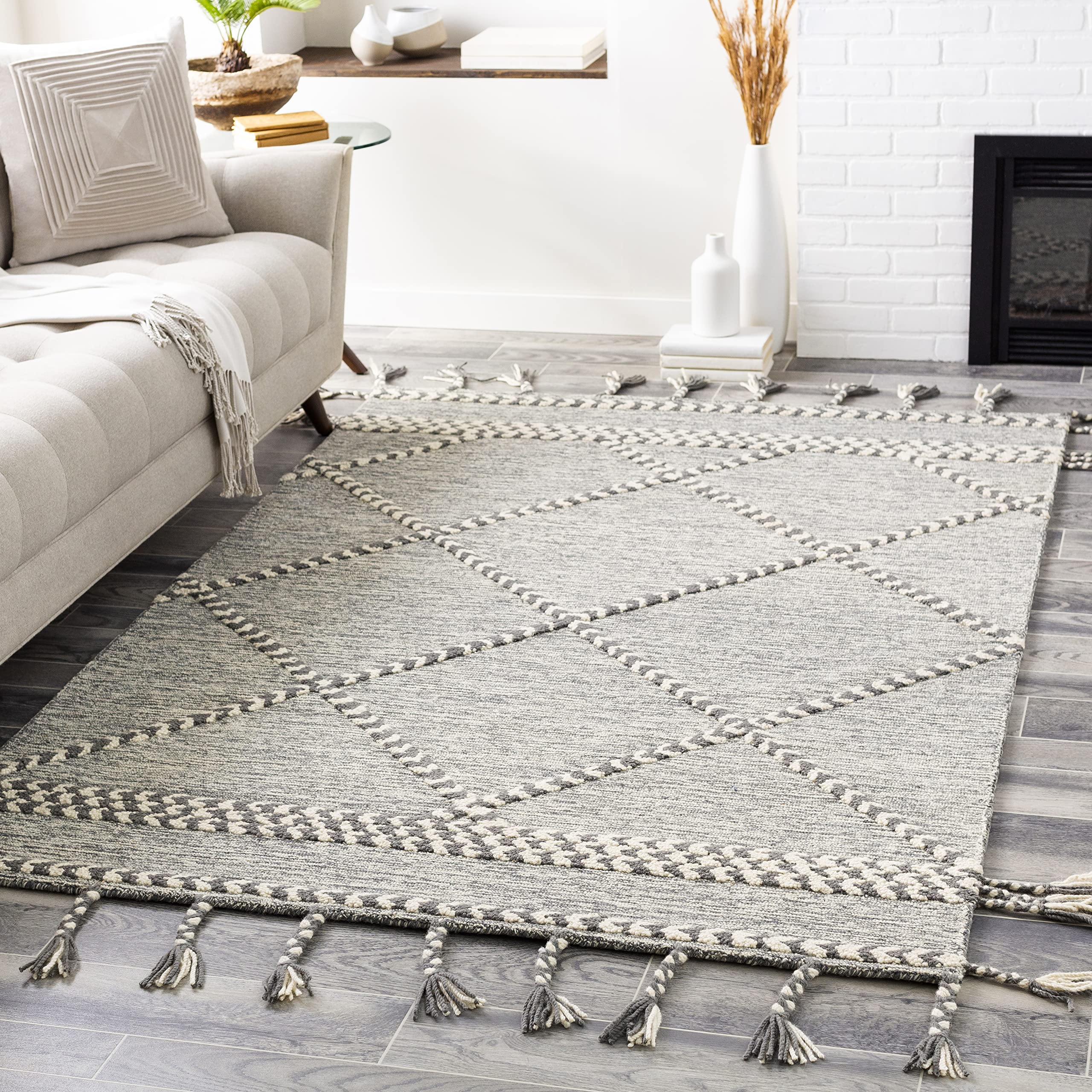 Mark&Day 2x3 Leyton Medium Gray Wool Area Rug - Soft Brown Grey Carpet for Living Room, Bedroom, Kitchen - Perfect for Cozy Home Decor & High Traffic Areas (2' x 3')