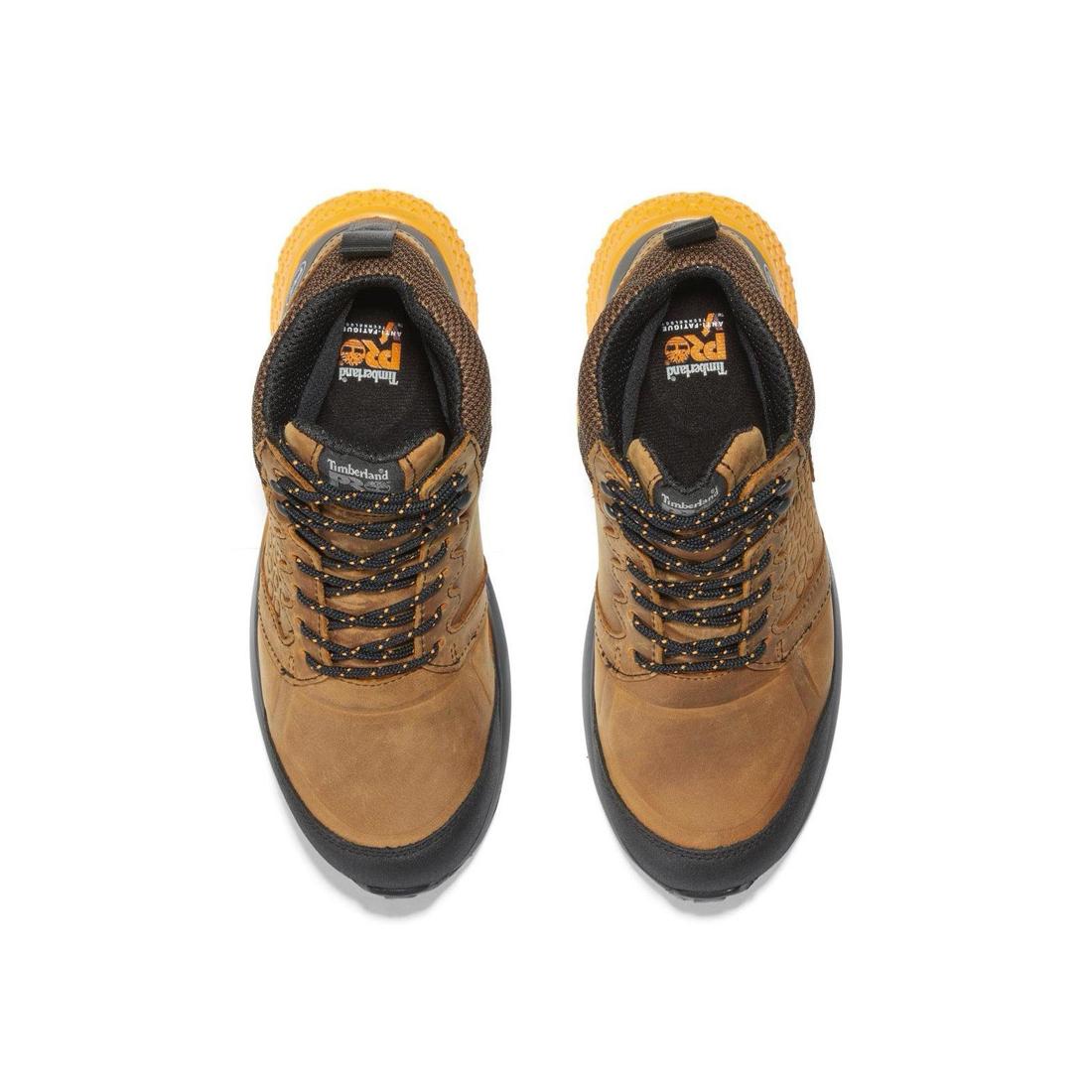 Reaxion Composite Toe Waterproof Work Boots for Men - Brown/Orange Safety Shoes for Construction, Hiking & Outdoor Work