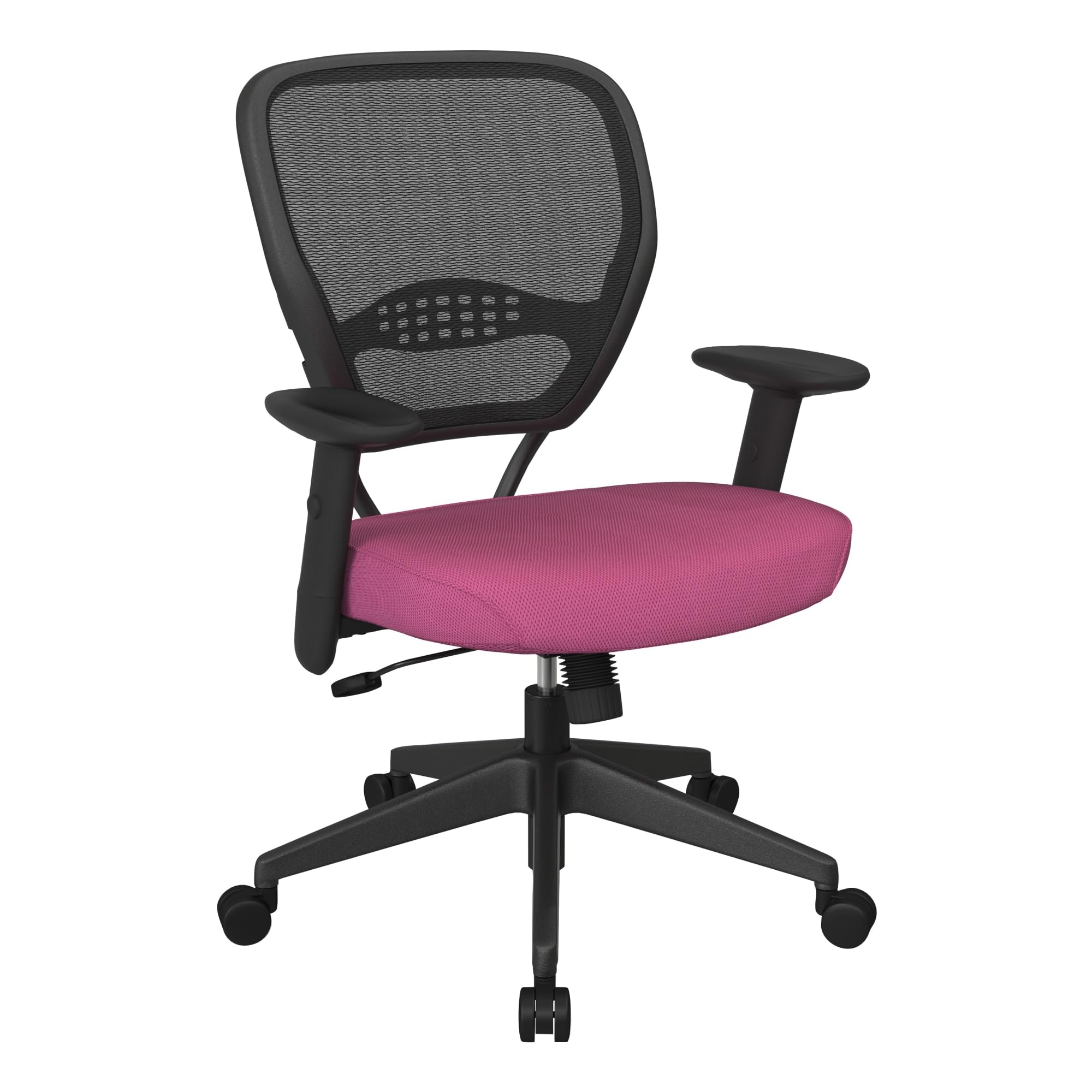 SPACE Seating 55 Series Professional Mesh Office Chair - Adjustable Ergonomic Manager Chair with Lumbar Support, Dark Air Grid Back & Padded Seat (Pink) - Perfect for Home Office, Gaming & Workspaces
