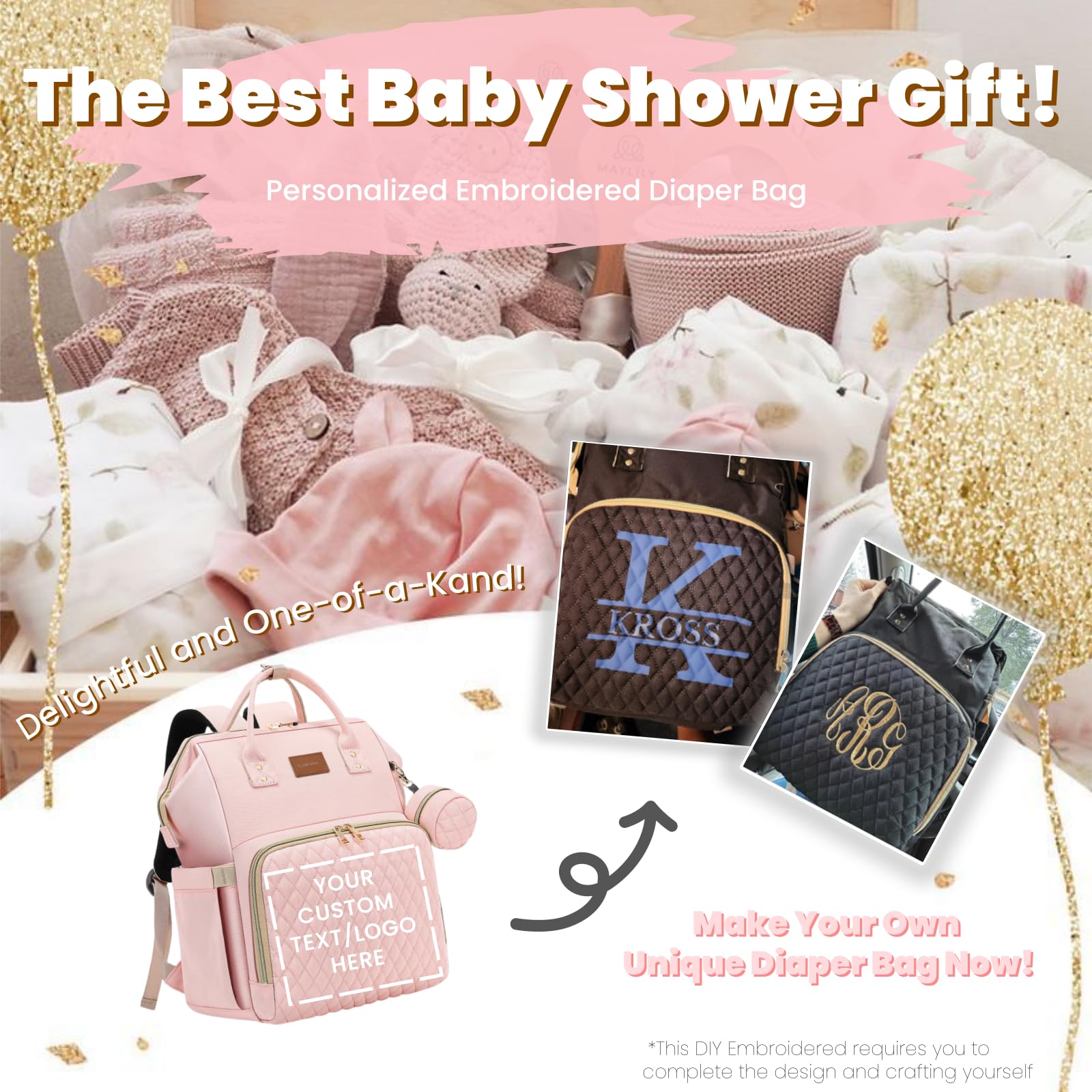 **Pink Baby Diaper Backpack for Girls - Large 35L Capacity with Changing Pad, Pacifier Case, Insulated Pockets & Stroller Straps - Perfect Baby Shower Gift, Cute & Stylish - Ideal for Travel, Outings & Everyday Use**