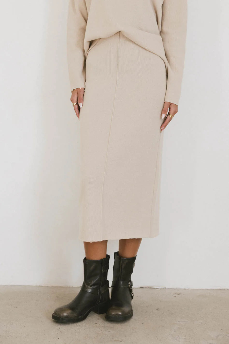 Harden Midi Skirt in Taupe - Women's Casual High Waist Flowy Skirt | Perfect for Work, Date Night & Spring Outfits
