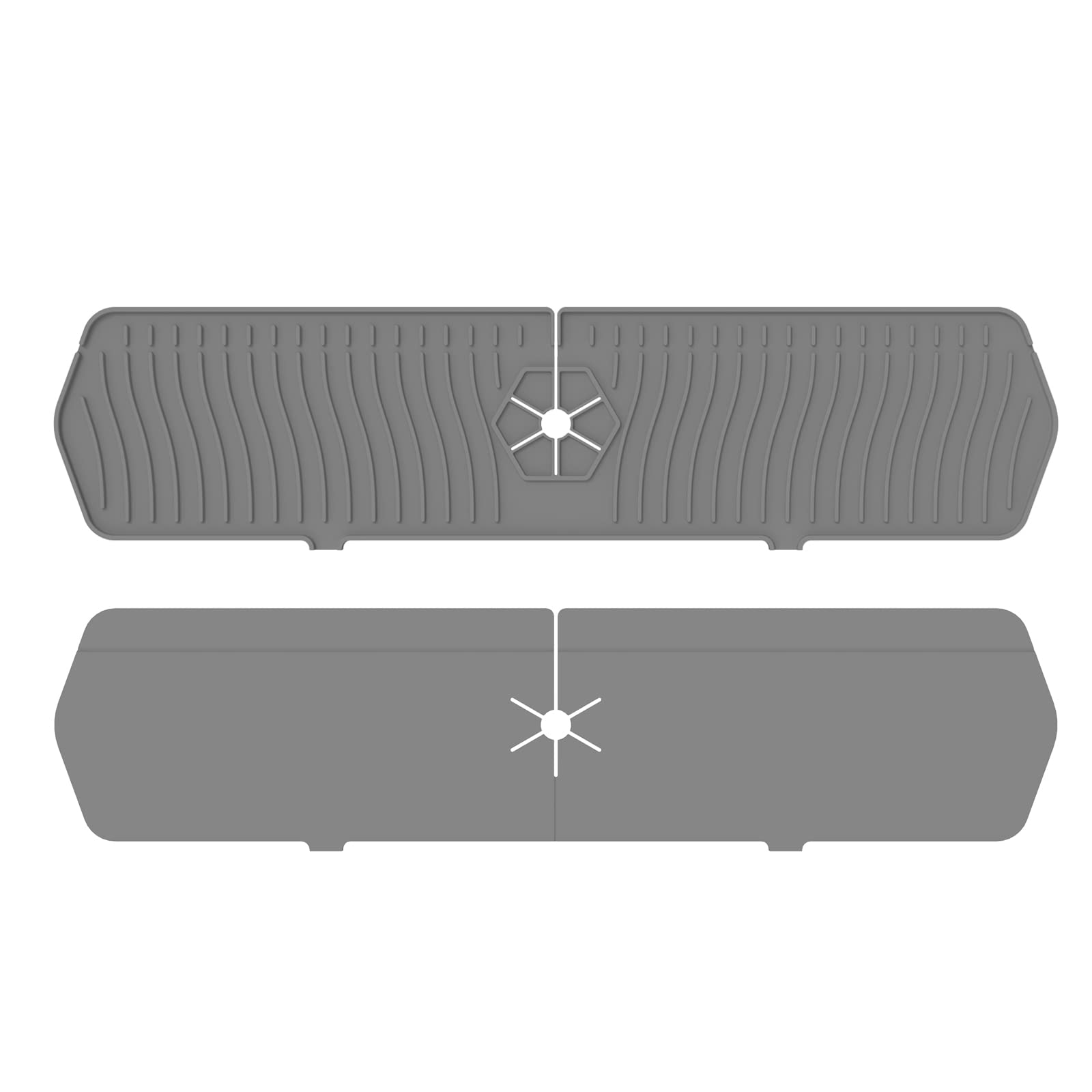 WEARRR 2 Pack Silicone Sink Faucet Splash Guard - Non-Slip Kitchen & Bathroom Faucet Drip Protector, Splash Pad for Countertop, Gray | Prevents Water Spills & Keeps Surfaces Dry | Perfect for Dishes, Handwashing & Cleaning Tasks