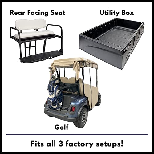Premium Golf Cart Cover for EZGO RXV - 3-Sided Track Style Waterproof Cover Made of Marine Grade Vinyl - Fits Golf Bags, Utility Box & Rear Seats - Perfect for Outdoor Storage & Course Protection