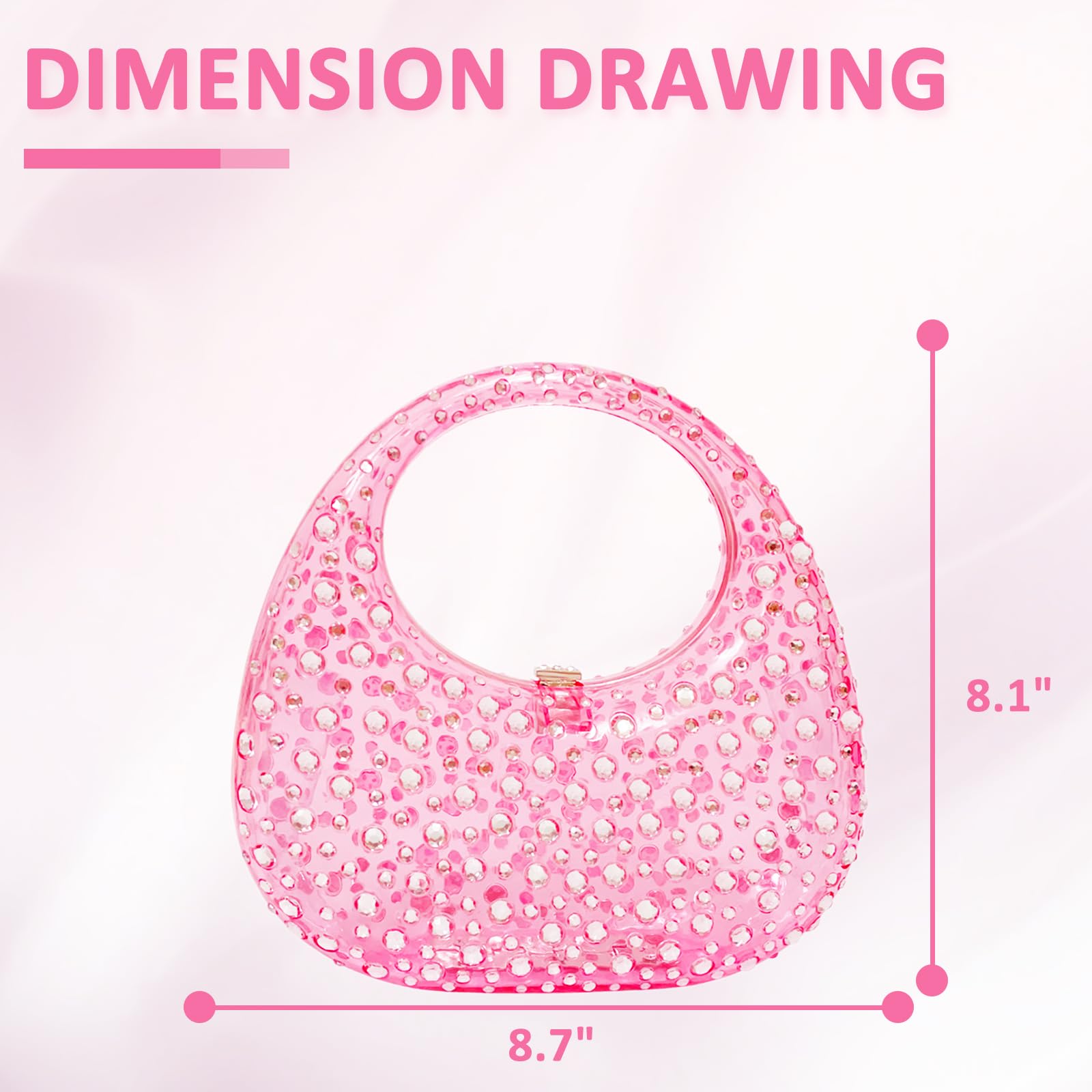 Elegant Women's Clutch Purses & Small Tote Bags - Diamond Evening Bag & Pink Acrylic Handbag for Wedding, Prom, Party & Travel | Perfect for Formal Events, Date Nights & Special Occasions
