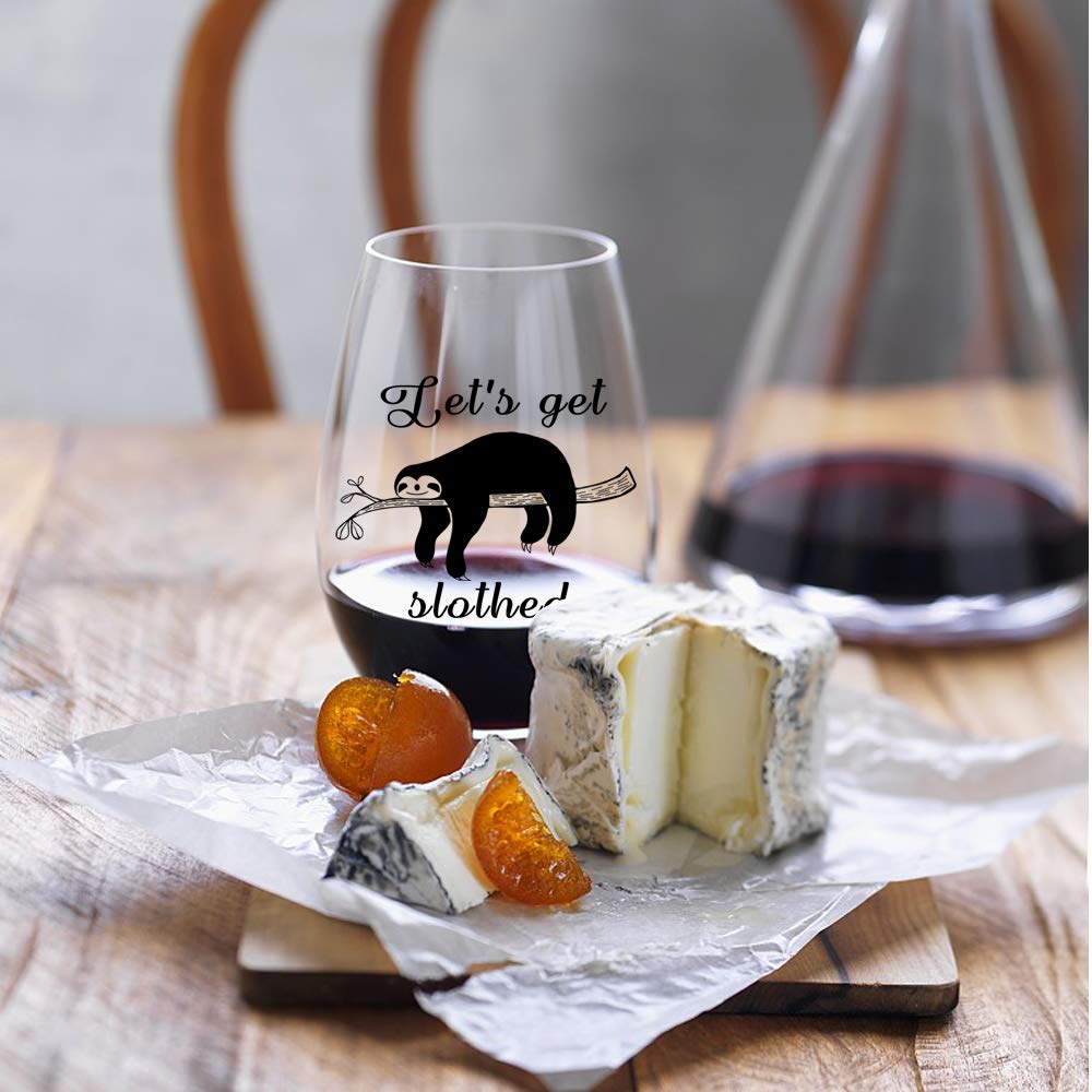 Funny Sloth Stemless Wine Glass - Cute Sloth Gifts for Women & Men, Perfect for Christmas, Valentine's Day, Birthday & Anniversary - Great for Parties, Home Decor & Wine Lovers